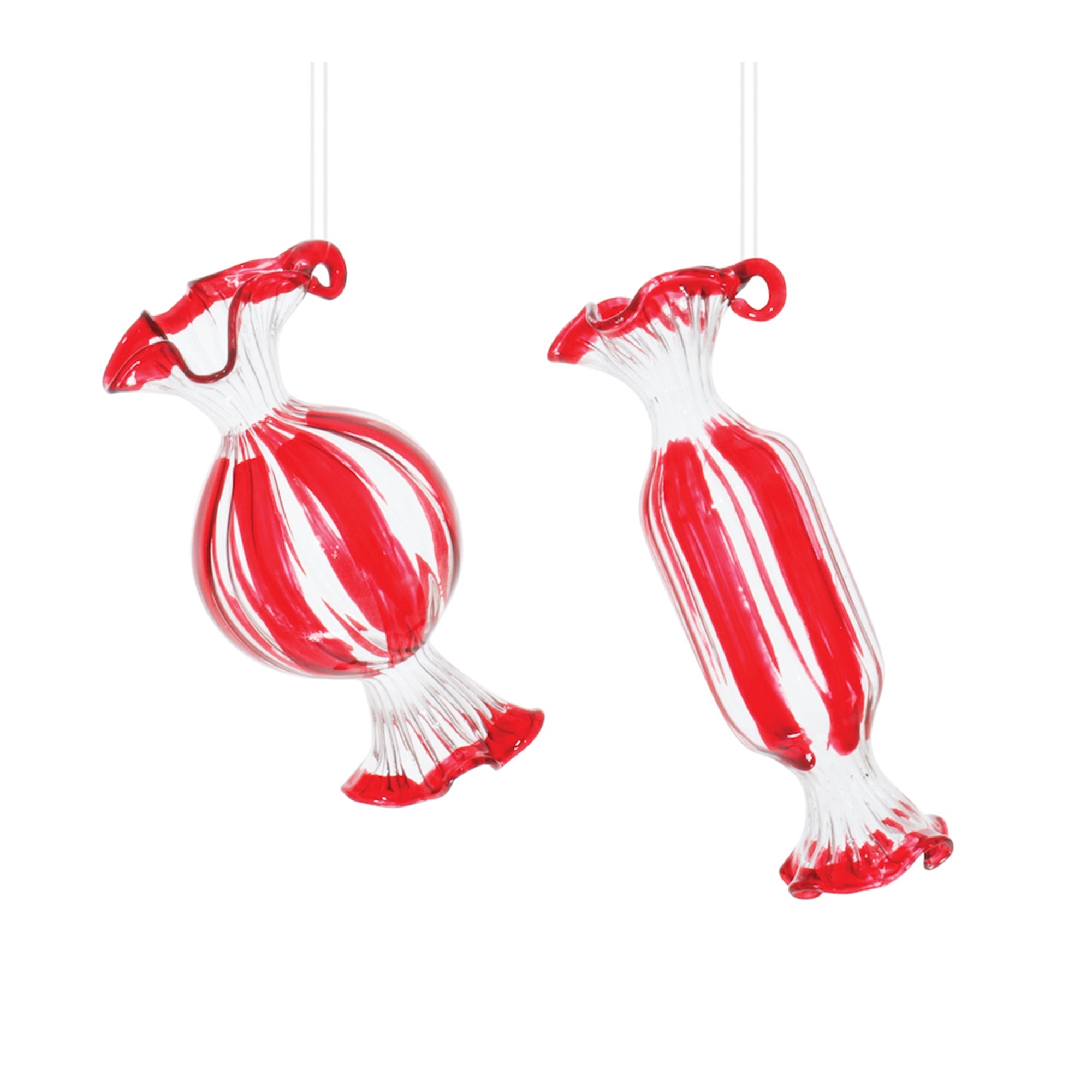 Candy Ornament (2 Asst) 3.5"H, 4"H Glass