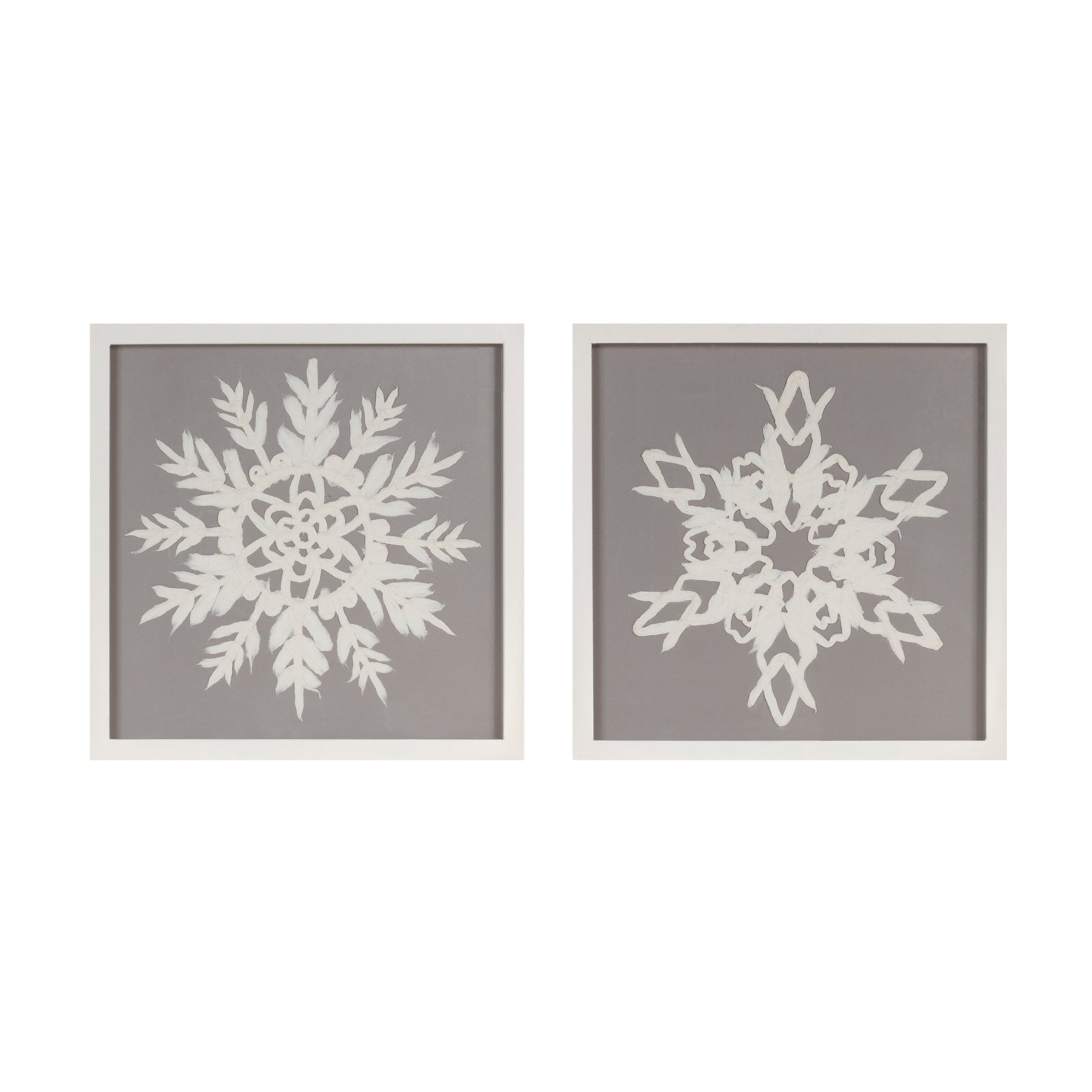 Snowflake Plaque (2 Asst) 12”SQ Wood/Glass