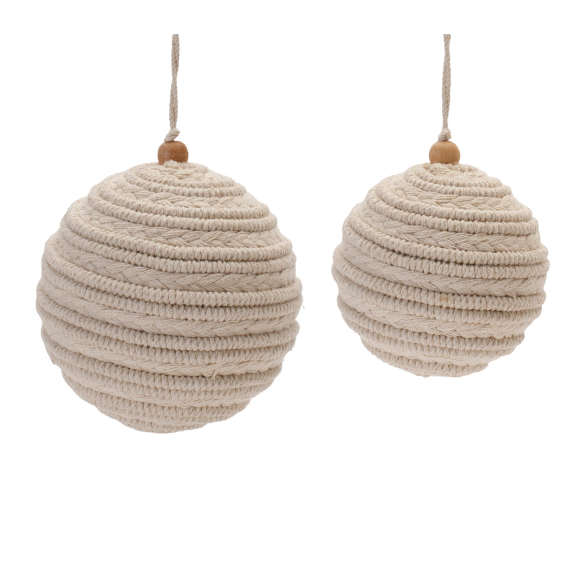 Ball Ornament (Set of 2) 4"D, 5"D Plastic/Cotton