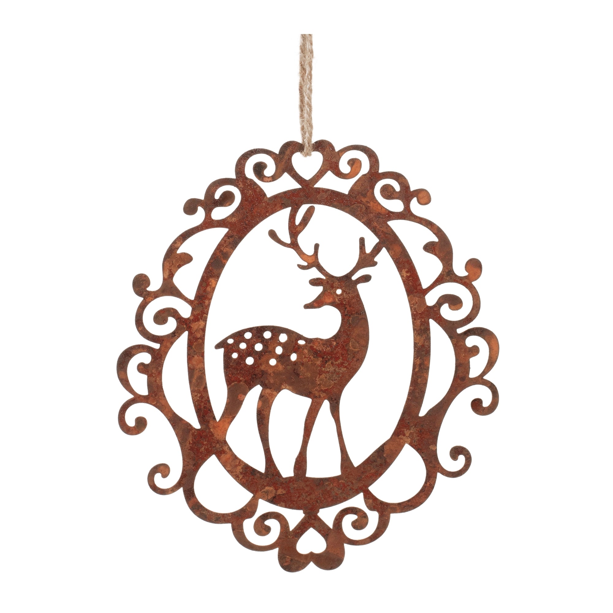 Deer Cut-Out Ornament 6.75”H Iron