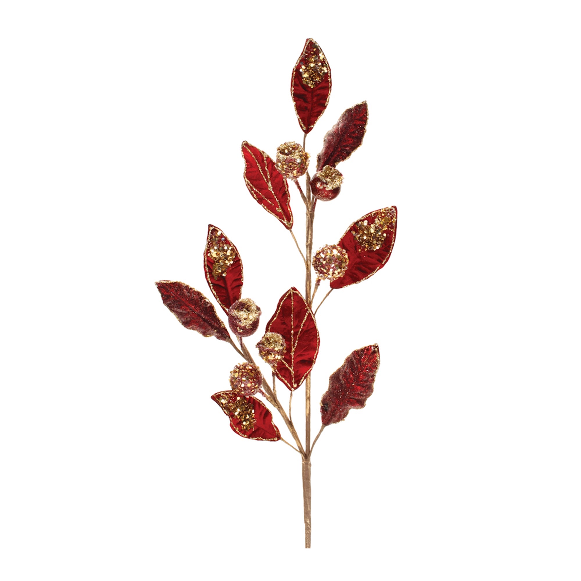 Beaded Burgandy Leaf Stem (Set of 2)