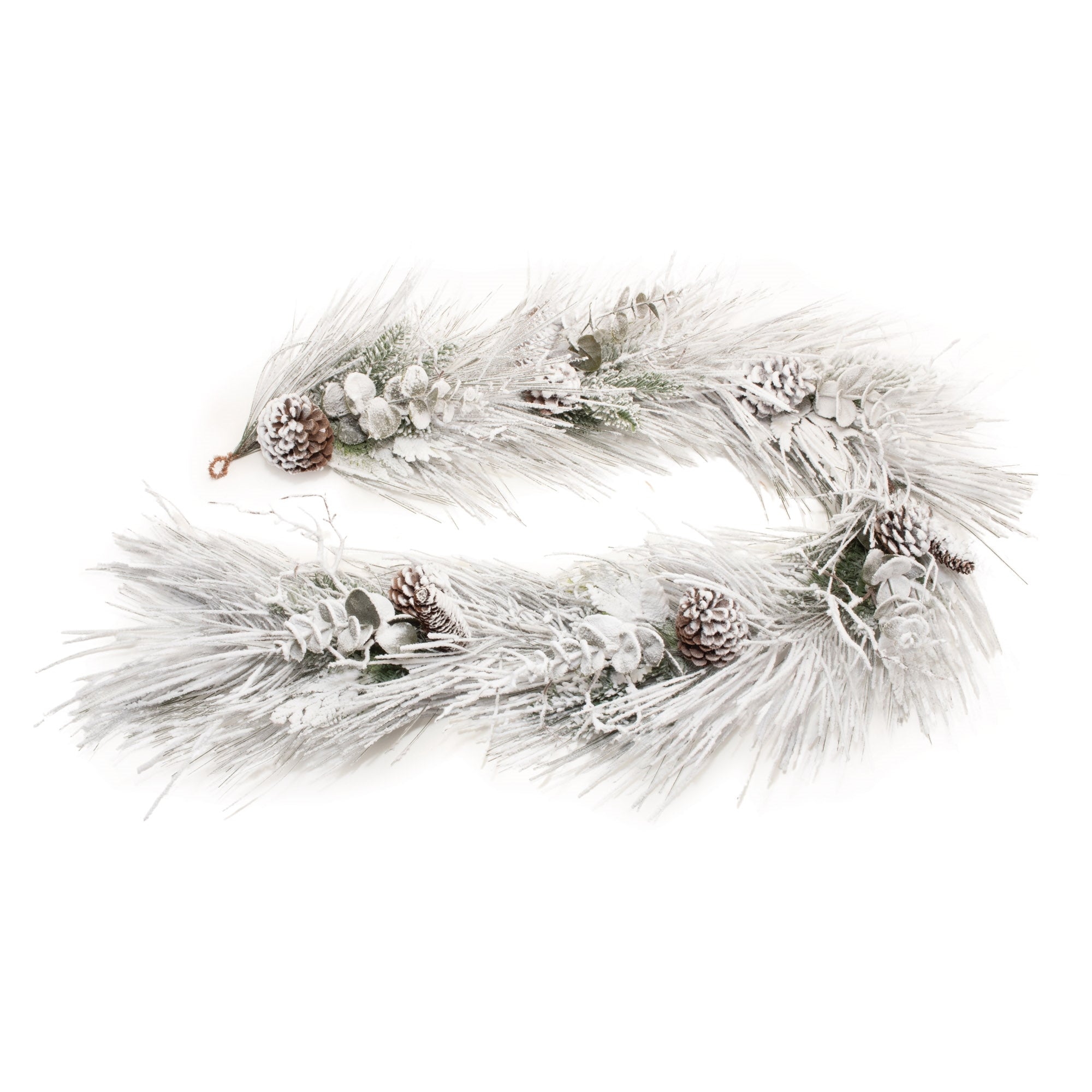 Flocked Mixed Pine Eucalyptus Garland 5.5'L