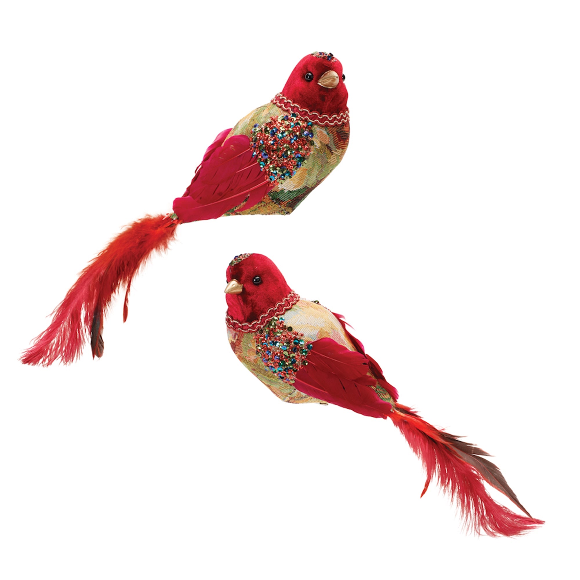 Jeweled Tapestry Bird Clip (Set of 4)