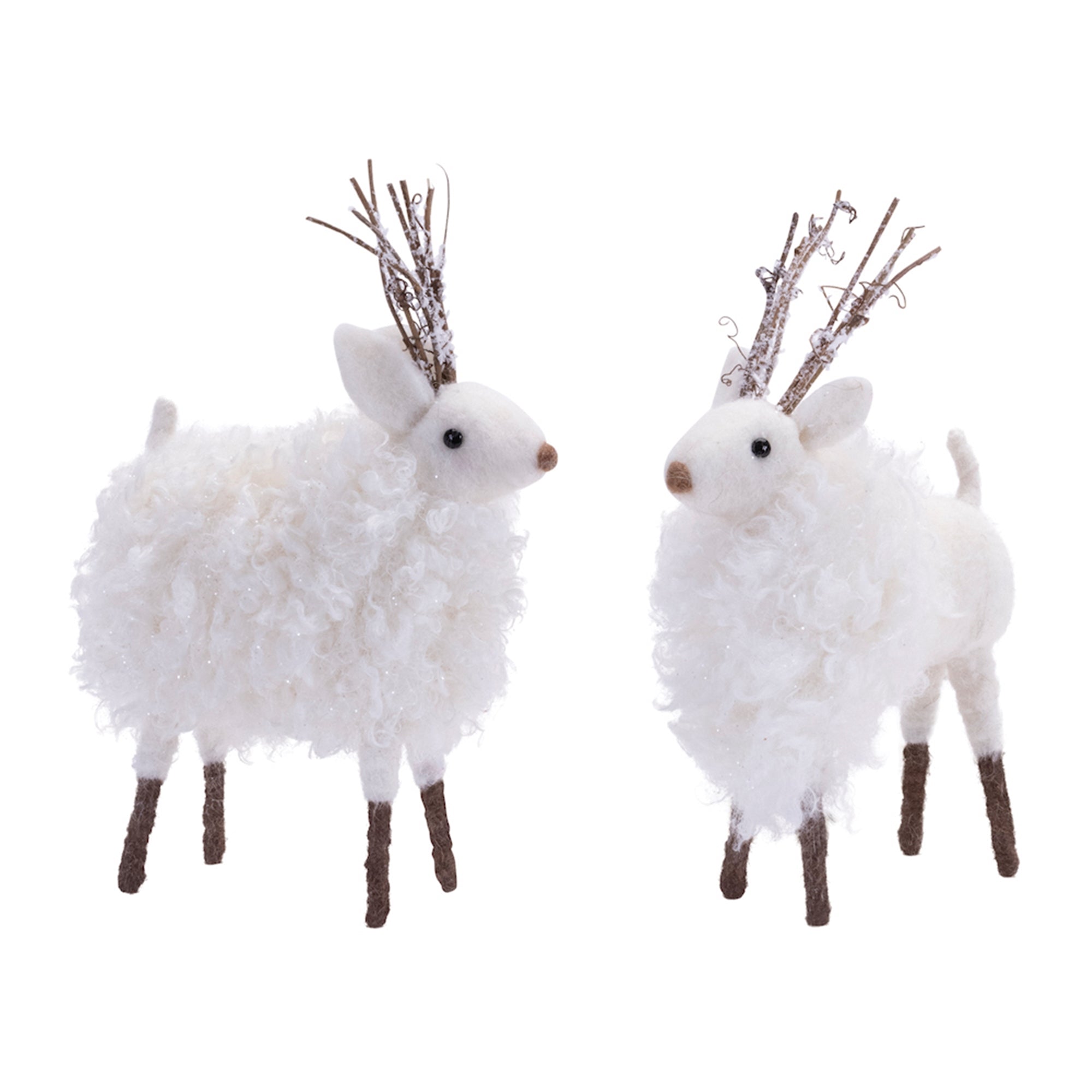 Reindeer (Set of 2) 7"L x 9"H Foam/Faux Fur