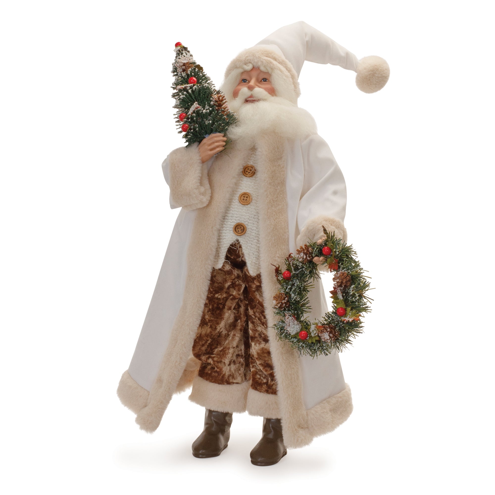 Beige Santa with Wreath and Tree 21.5"