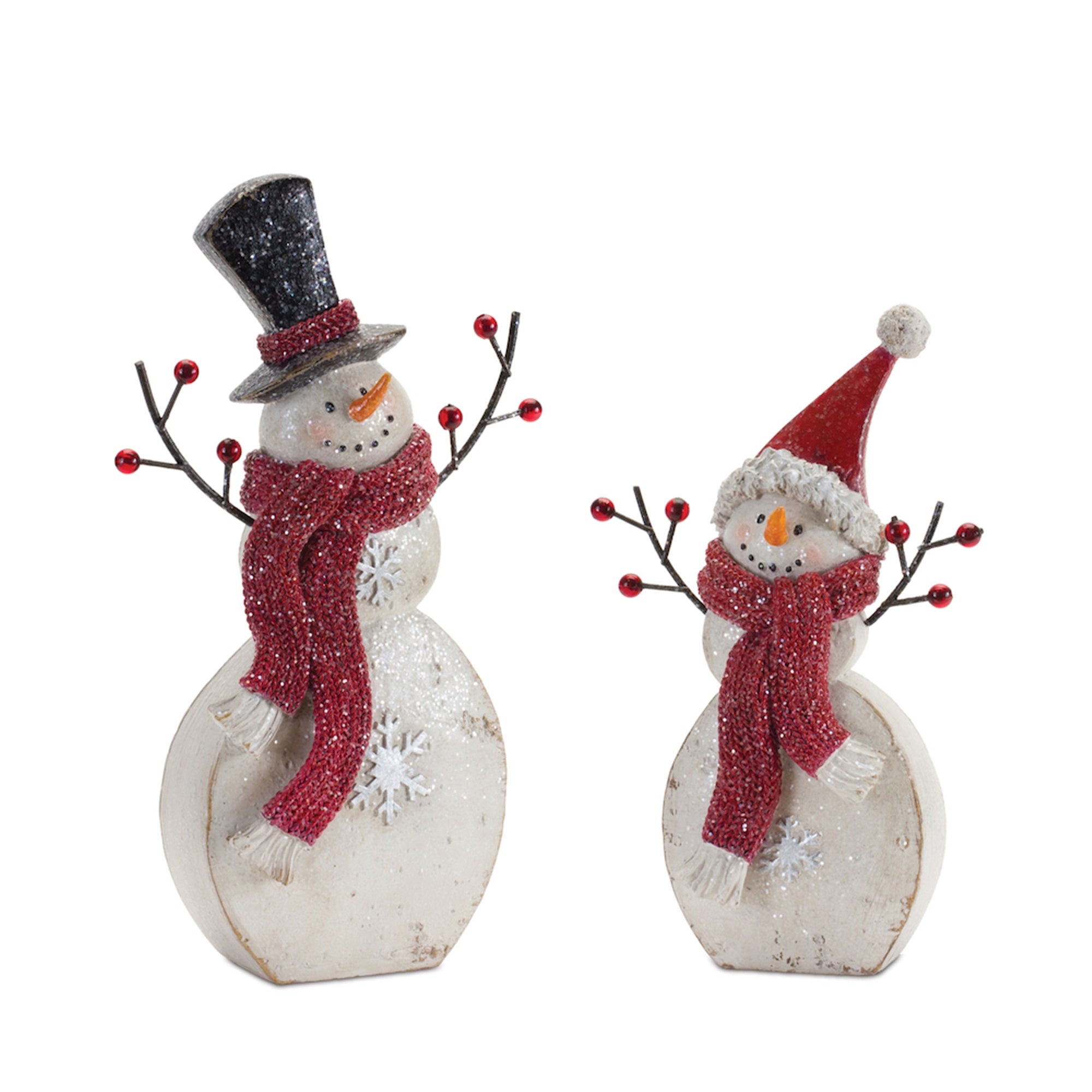 Snowman (Set of 2) 10"H, 12.5"H Resin