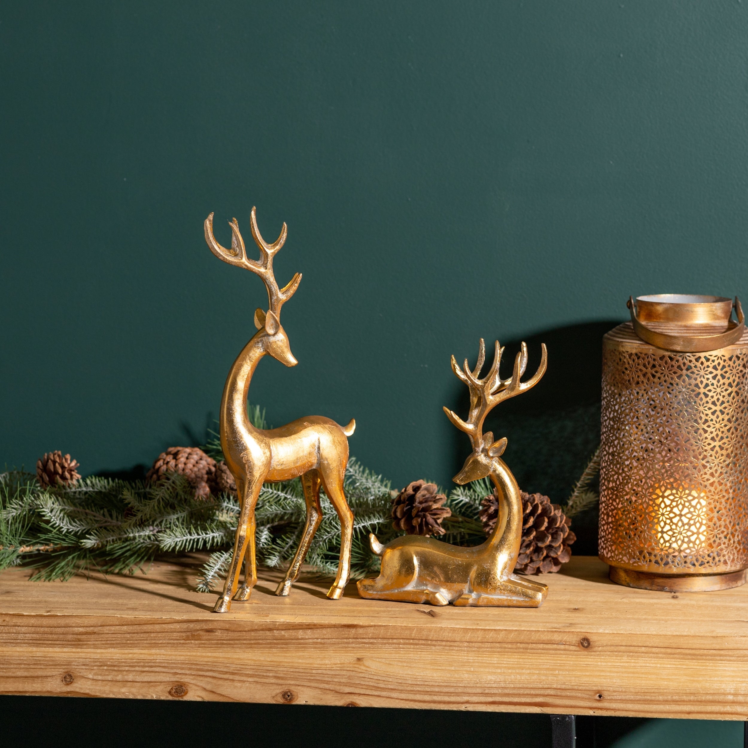 Modern Gold Deer Figurine (S/2)