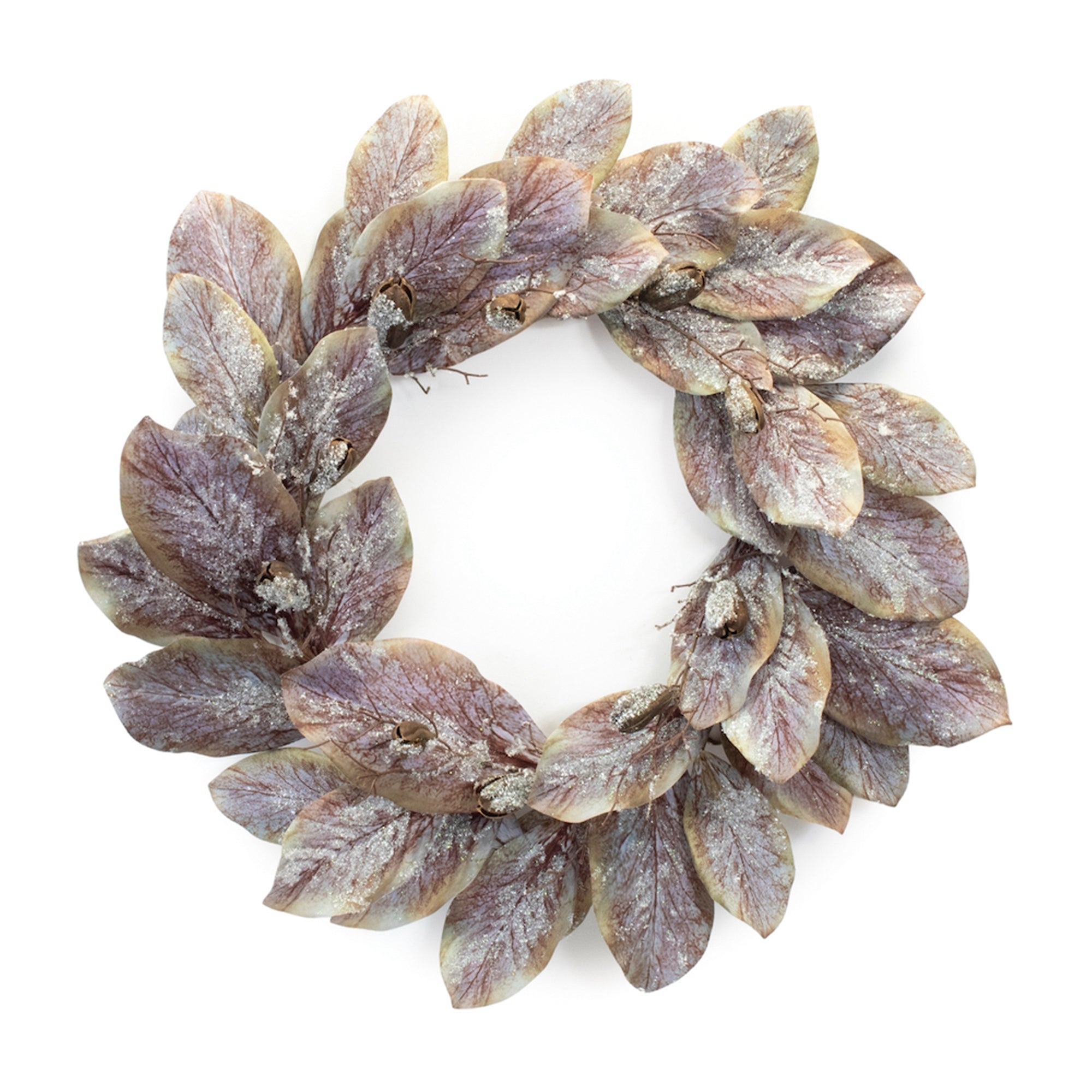 Frosted Magnolia Leaf Wreath 25.5”D Polyester