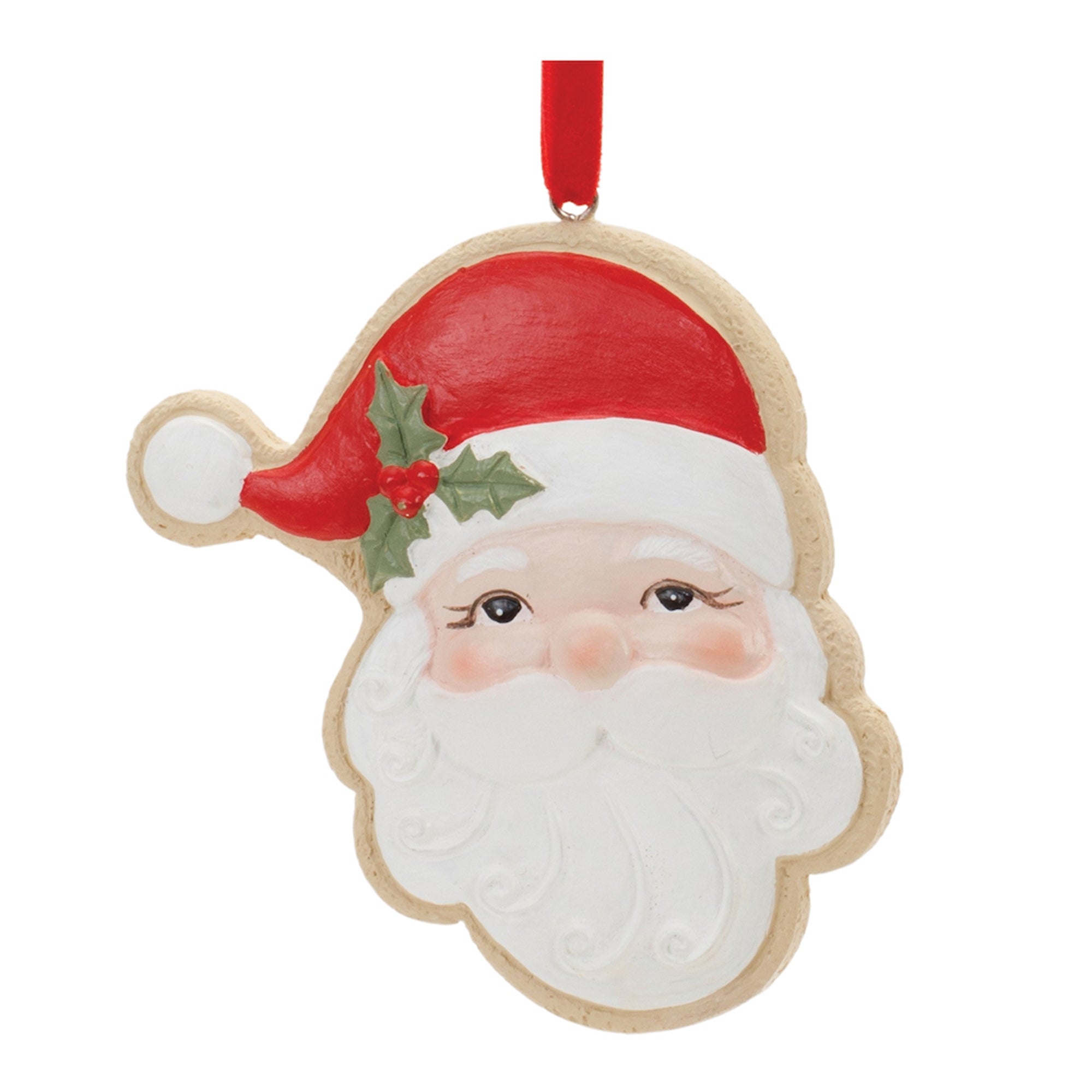 Santa Cookie Ornament 3”H Resin