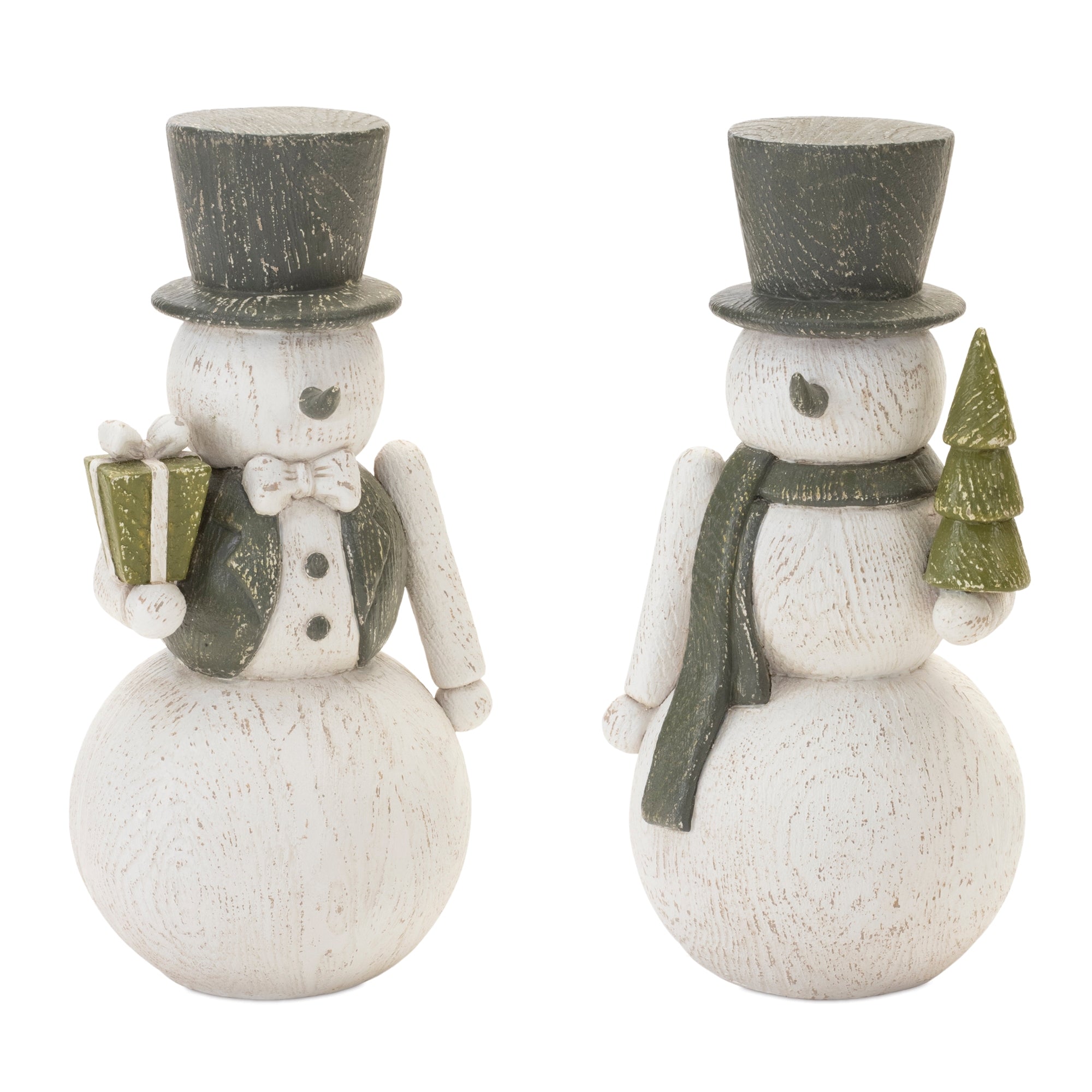 Gold Brushed Nutcracker Snowman (Set of 2)