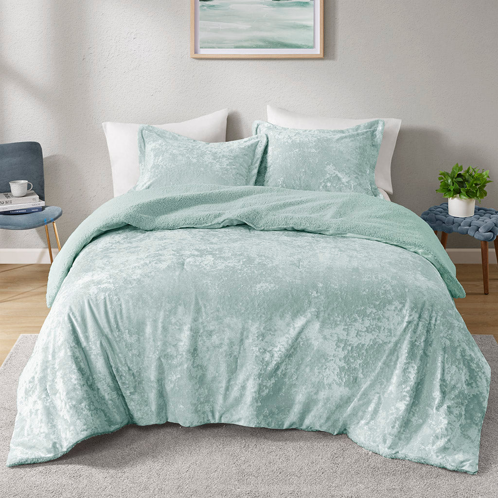 Mira Crushed Velvet Sherpa Reversible Comforter Set