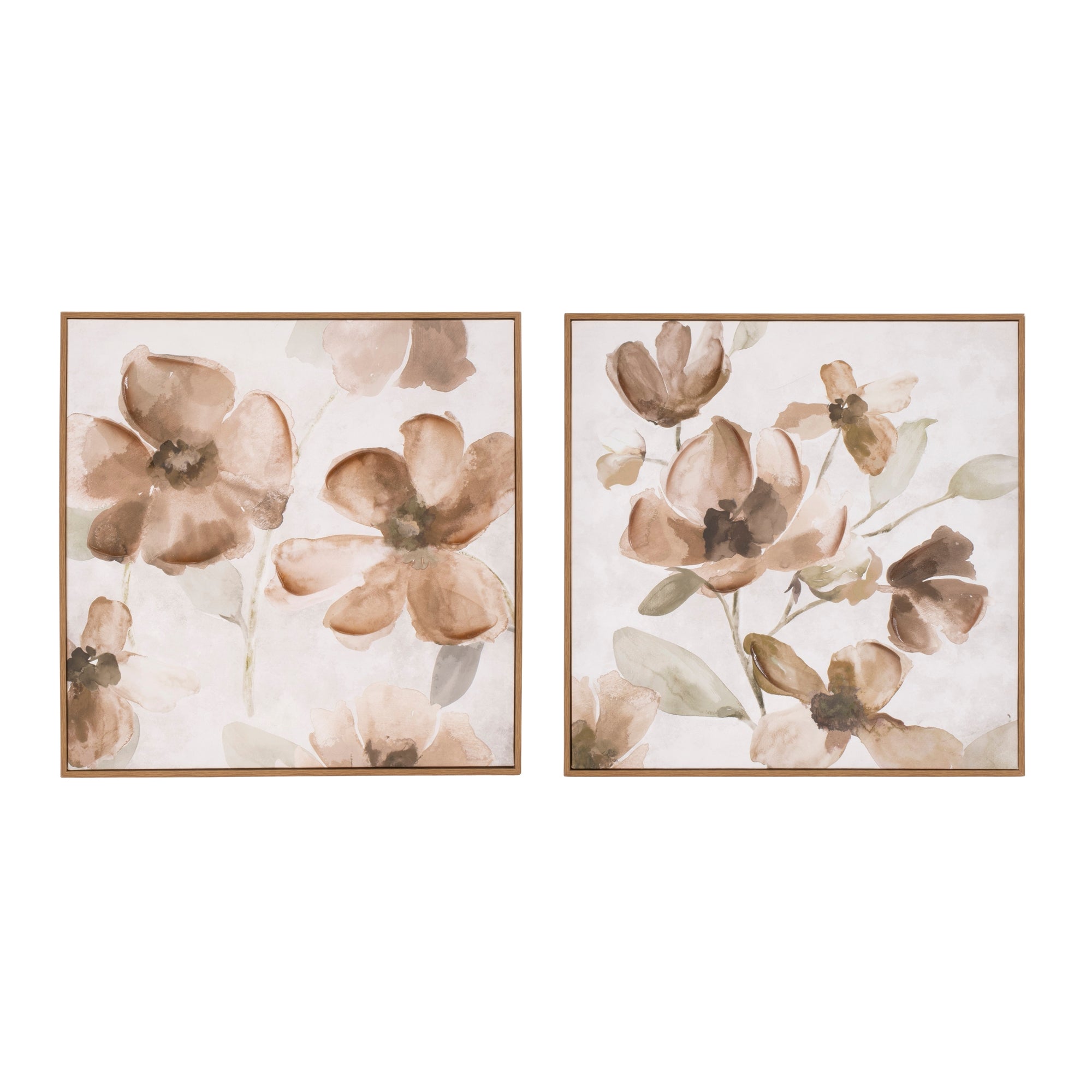 Wood Floral Block Plaque (Set of 2)