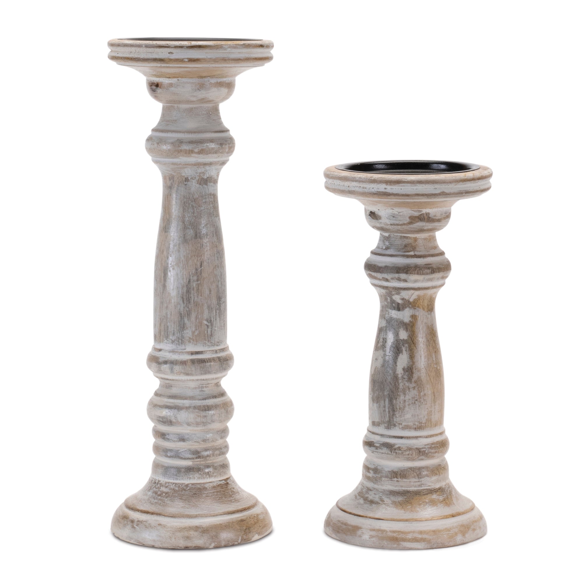 Washed Mango Wood Candle Holder (Set of 2)