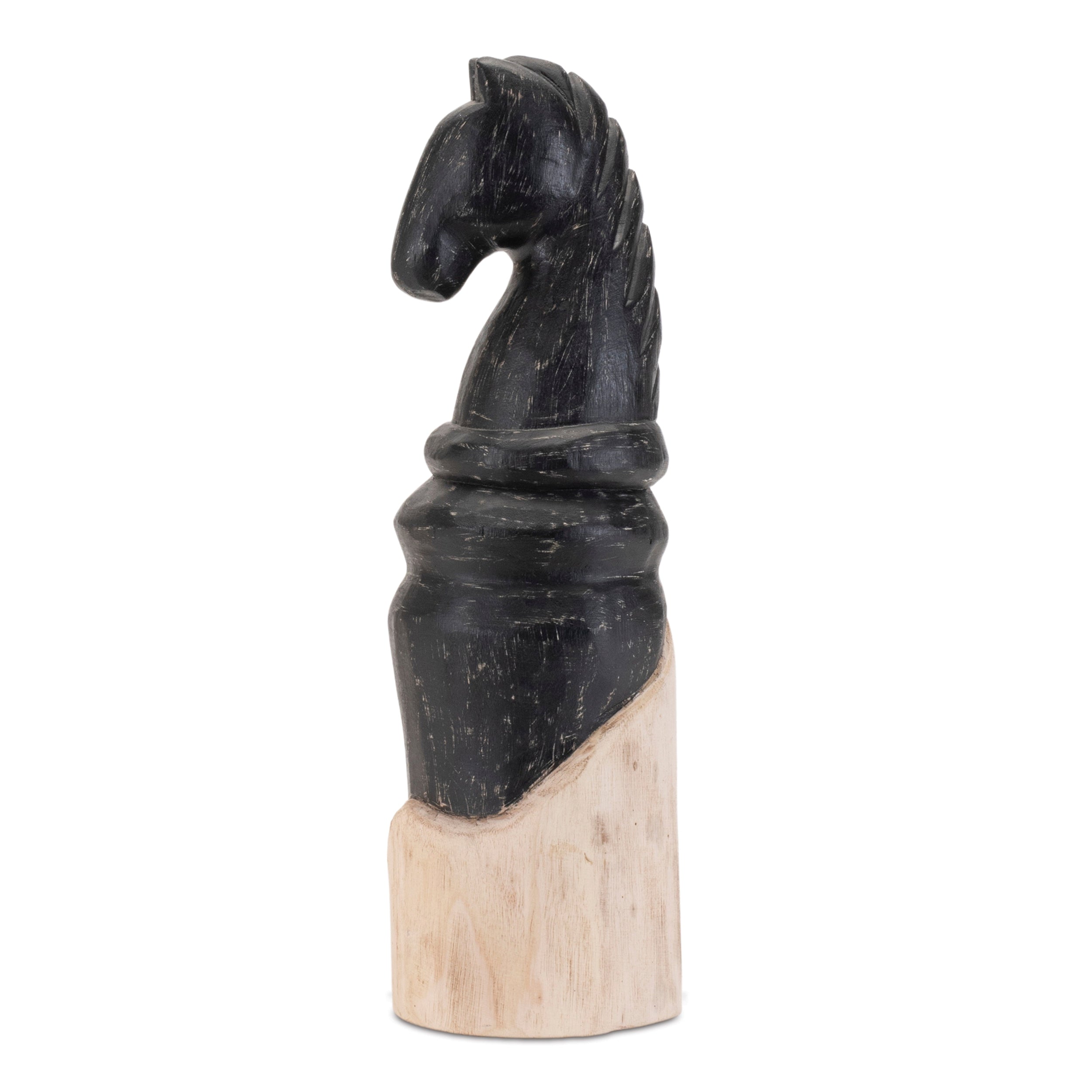 Mango Wood Knight Chess Piece Sculpture (Set of 2)