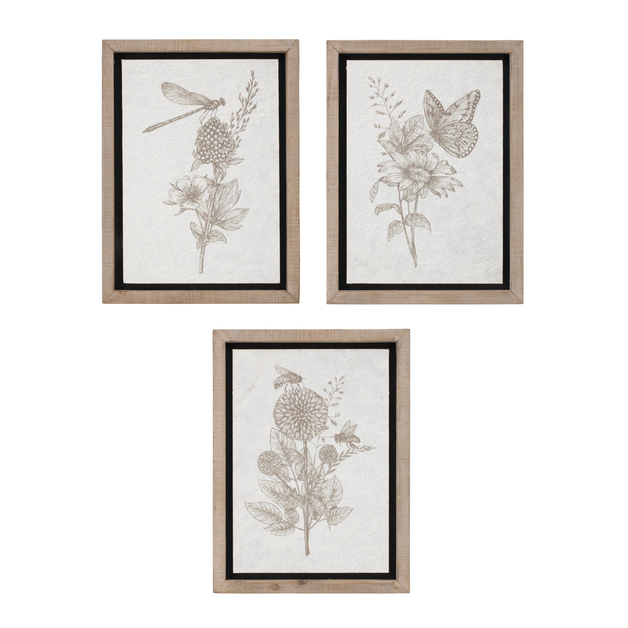 Framed Garden Print (3 Asst) 12"L x 15.5"H Wood/Wood