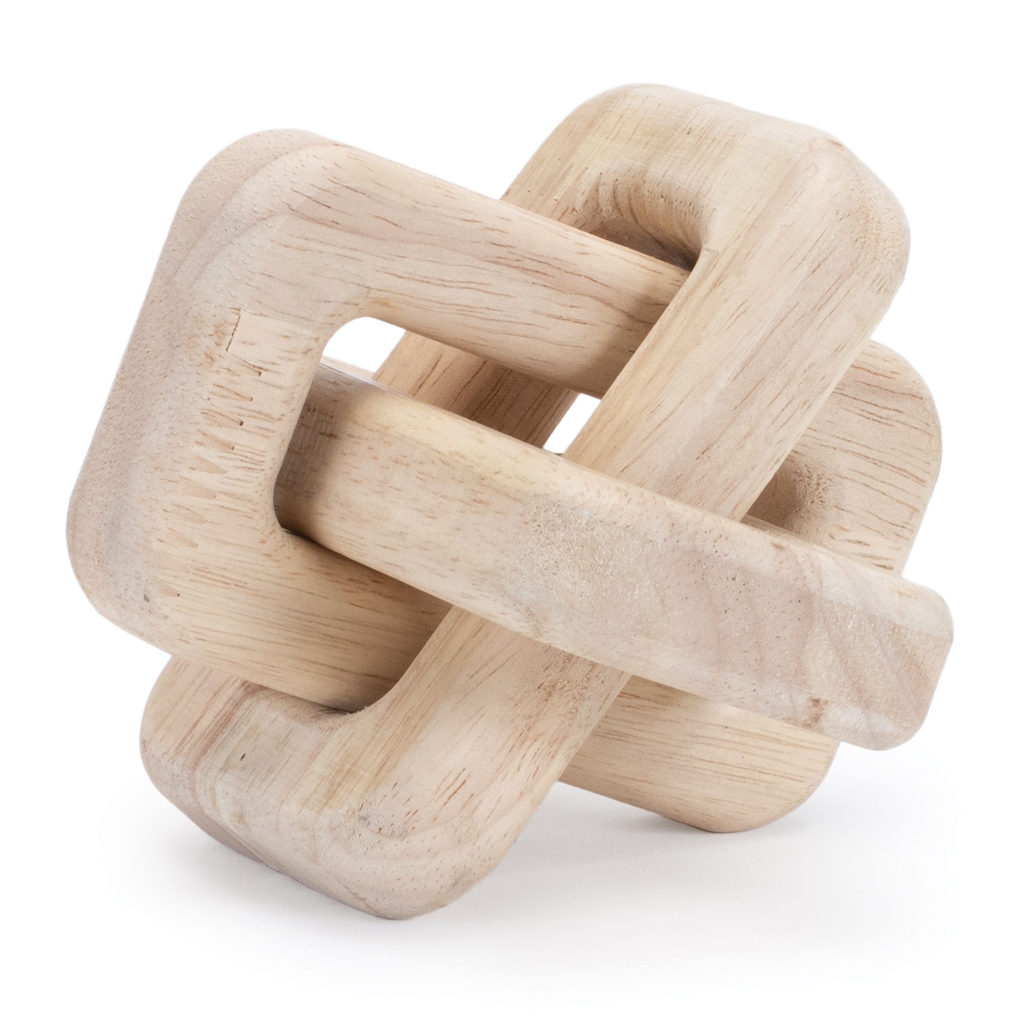 Oak Wood Square Link Decor (Set of 3)