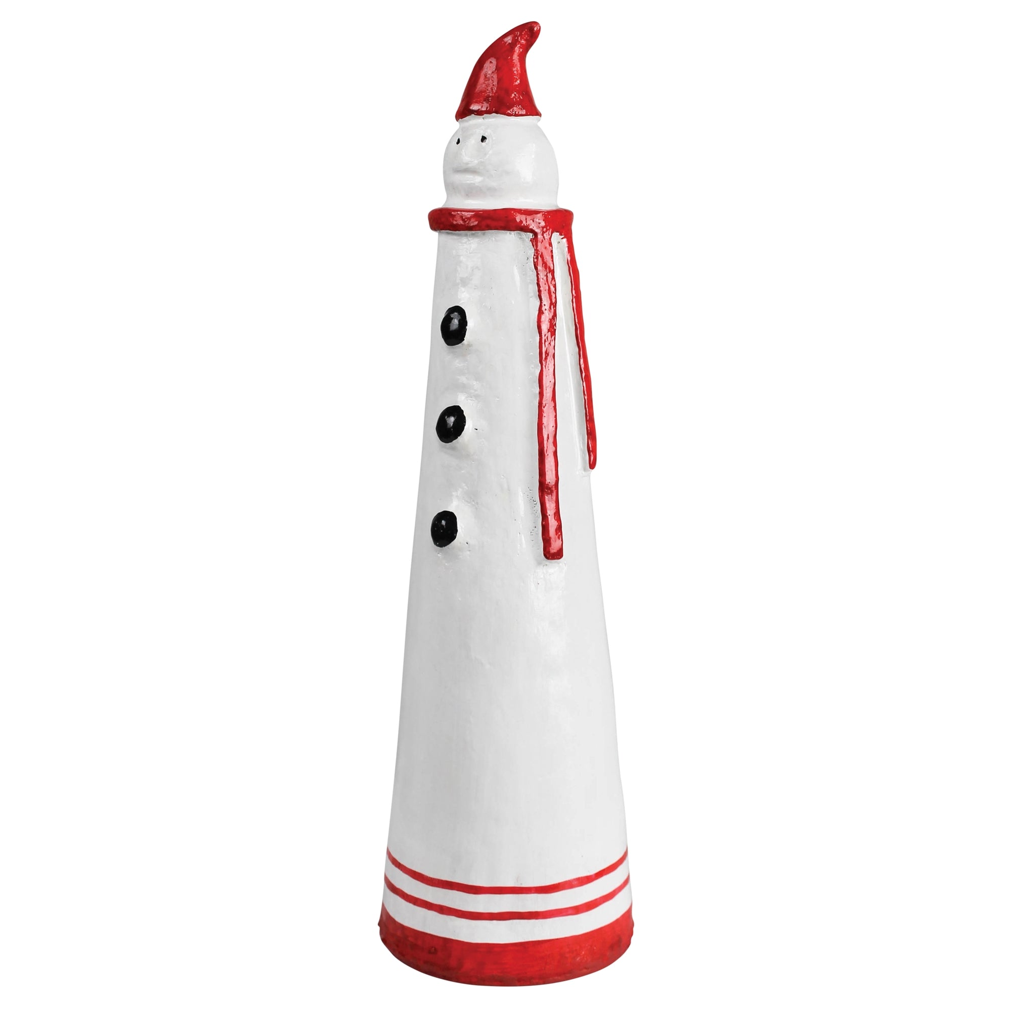 Snowman Paper Mache, Red - Lrg