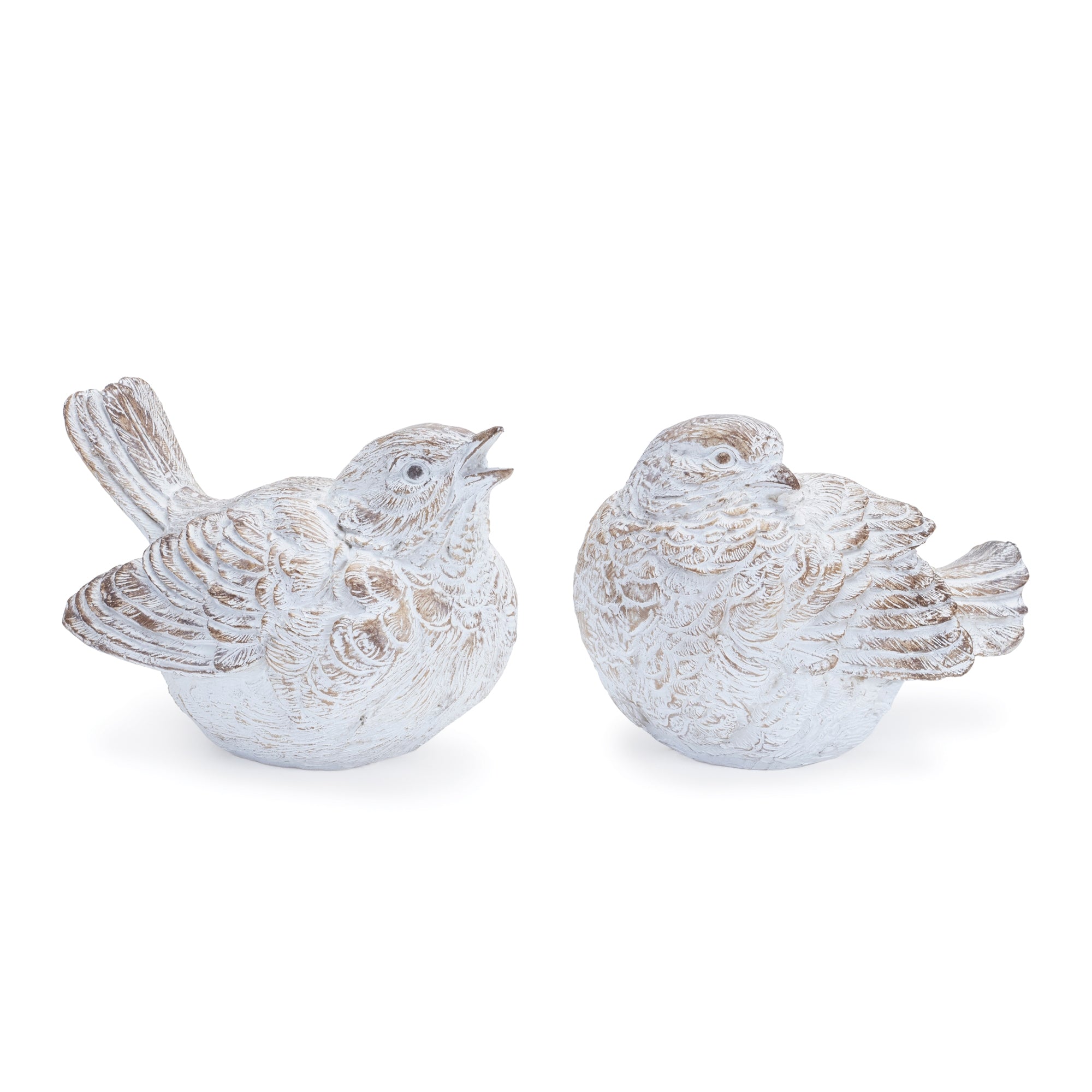 White Washed Bird Figurine (Set of 2)