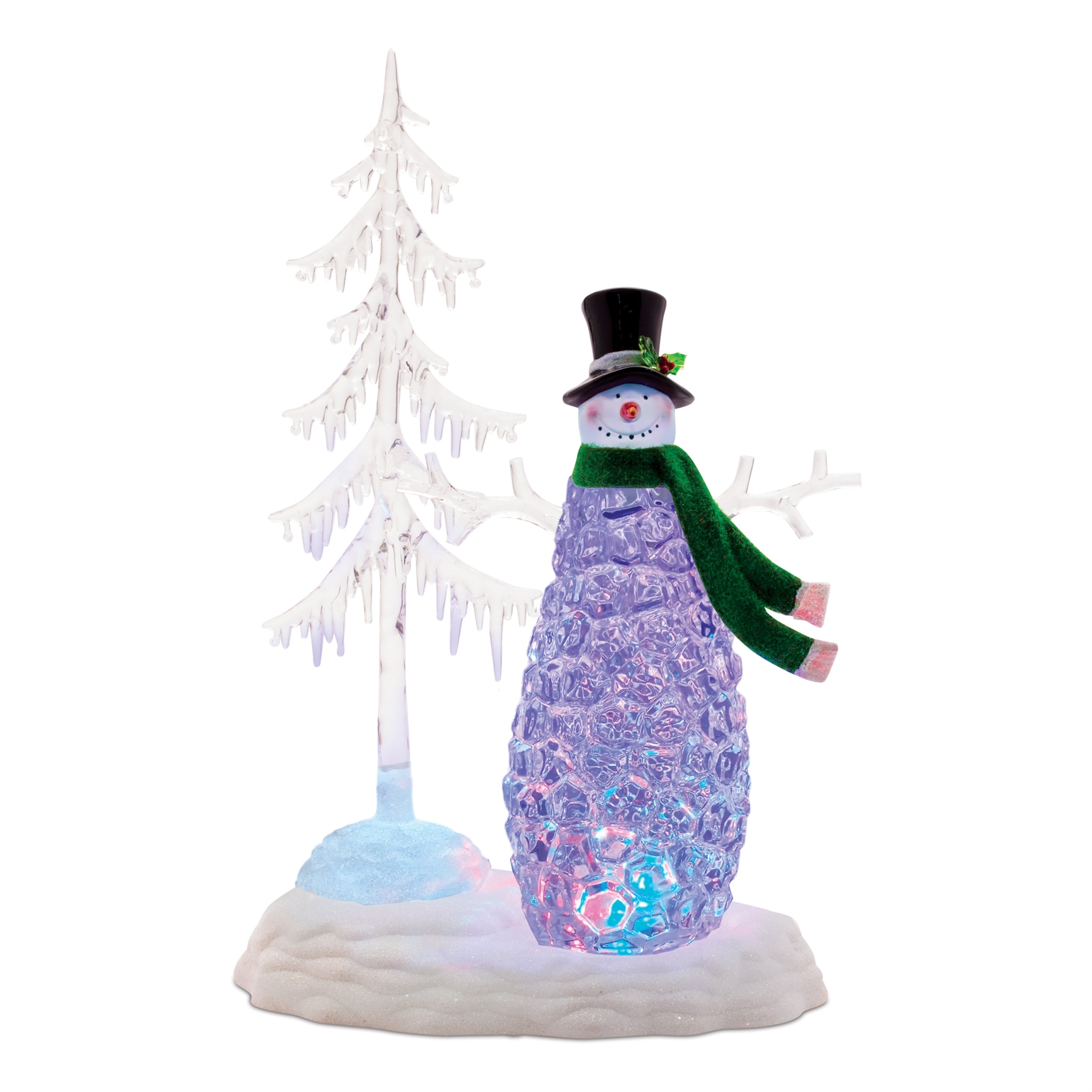 Rotating LED Snowman and Tree 15"H Plastic 3 AA Batteries Not Included/USB Cord Included 6 Hr Timer