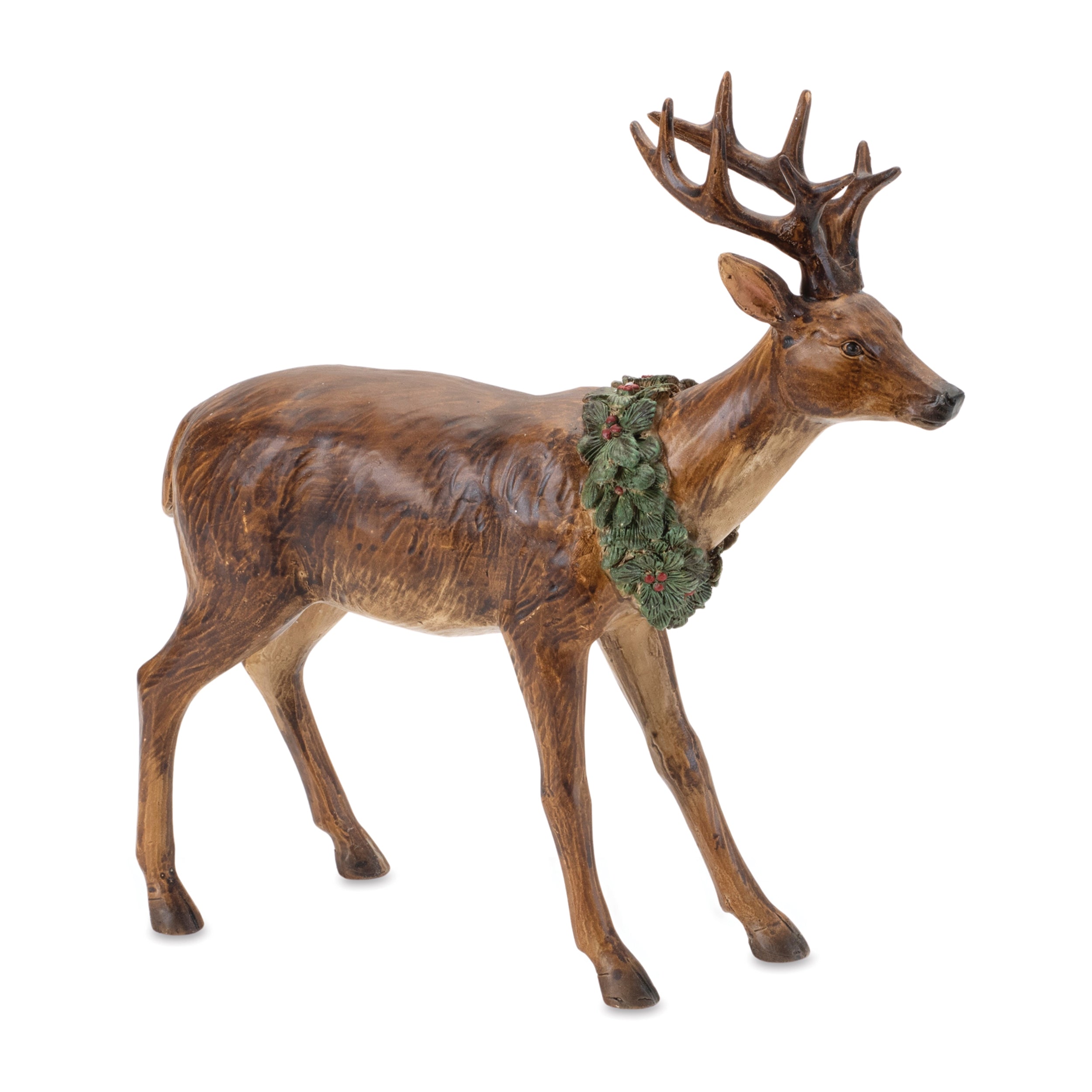 Deer w/Wreath 8"L x 8"H Resin