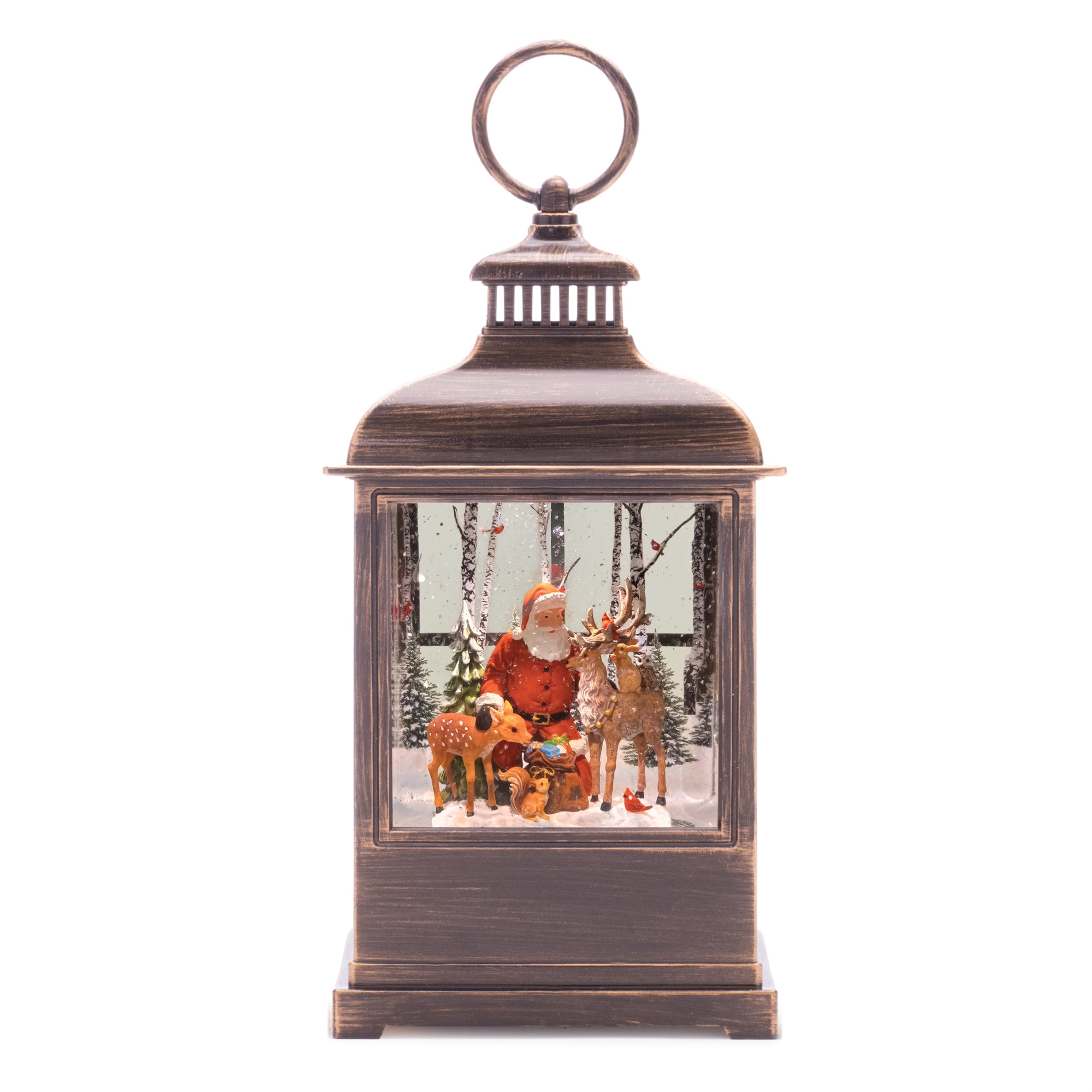 LED Snow Globe w/Santa and Deer 10"H Plastic 3 AA Batteries Not Included/USB Cord Included 6 Hr Timer