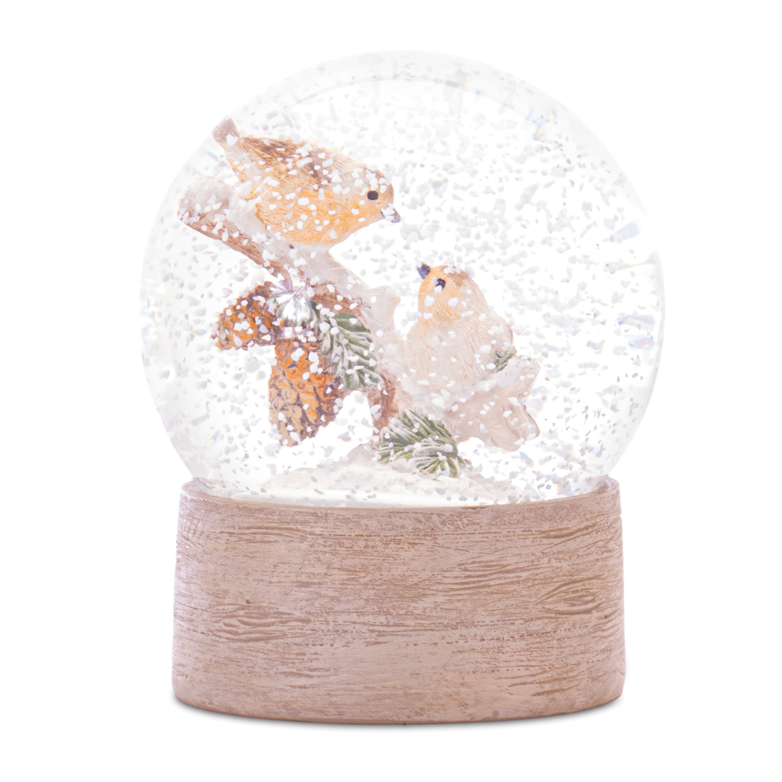 Snow Globe w/Birds 4.5”H Resin