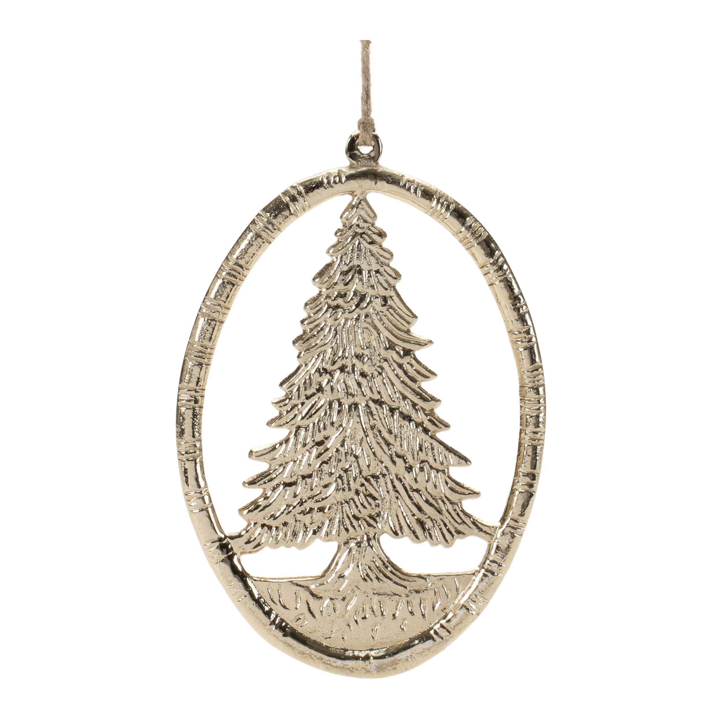 Oval Tree Ornament (Set of 12) 6"H Aluminum