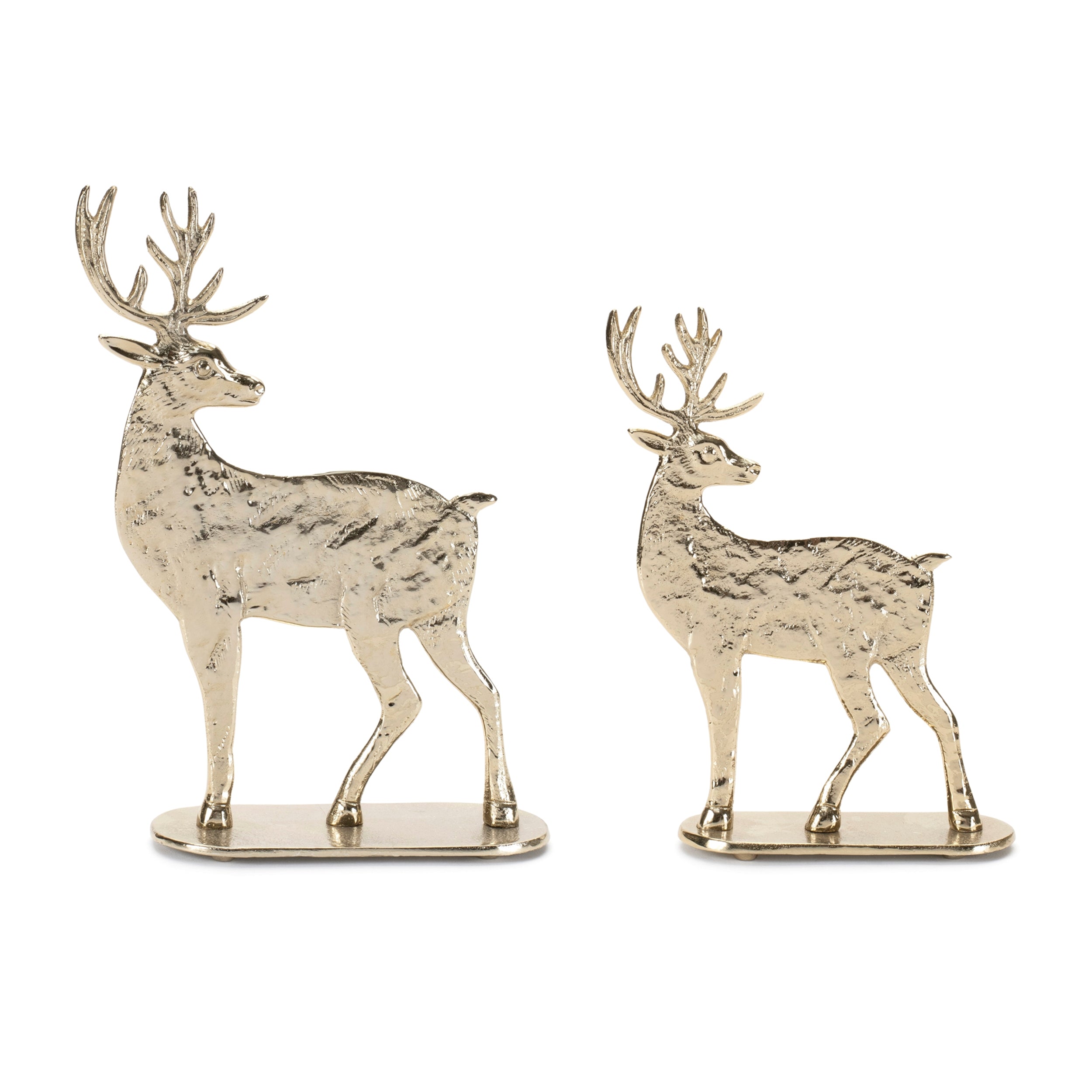 Deer (Set of 2) 5"L x 7.5"H, 6.5"L x 9"H Aluminum