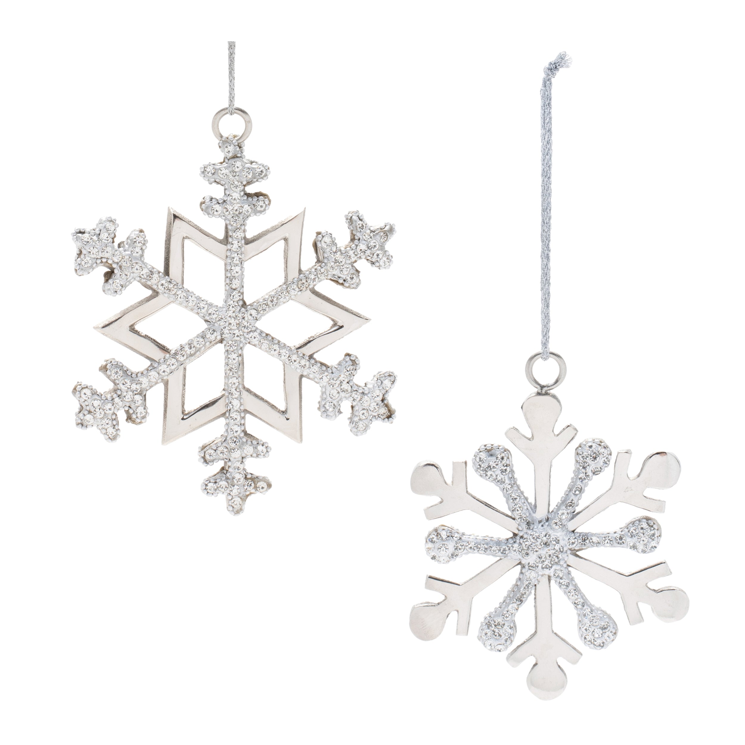 Snowflake Ornament (Set of 2) 5"H, 5.5"H Aluminum
