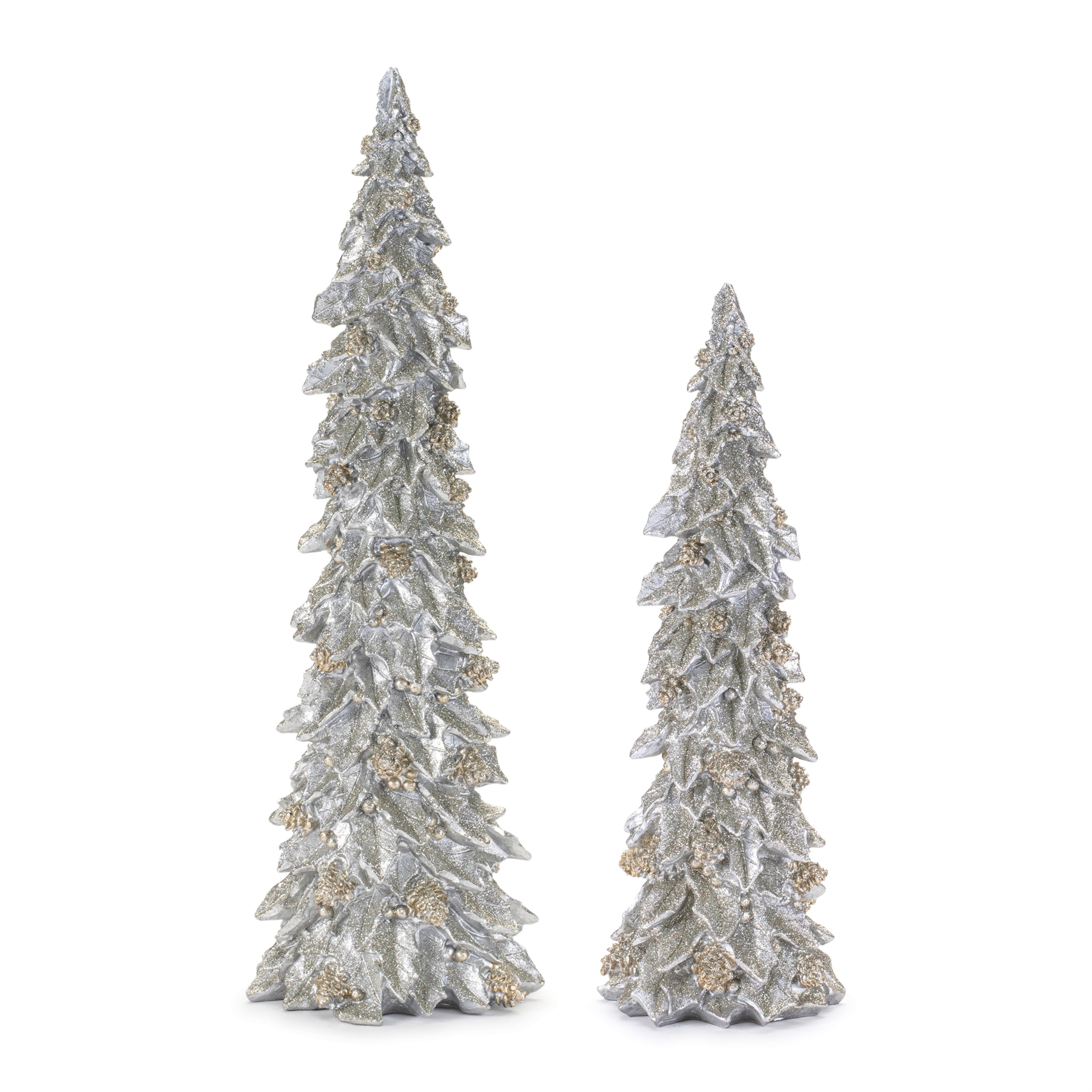 Holly Tree (Set of 2) 14.5"H, 19"H Resin