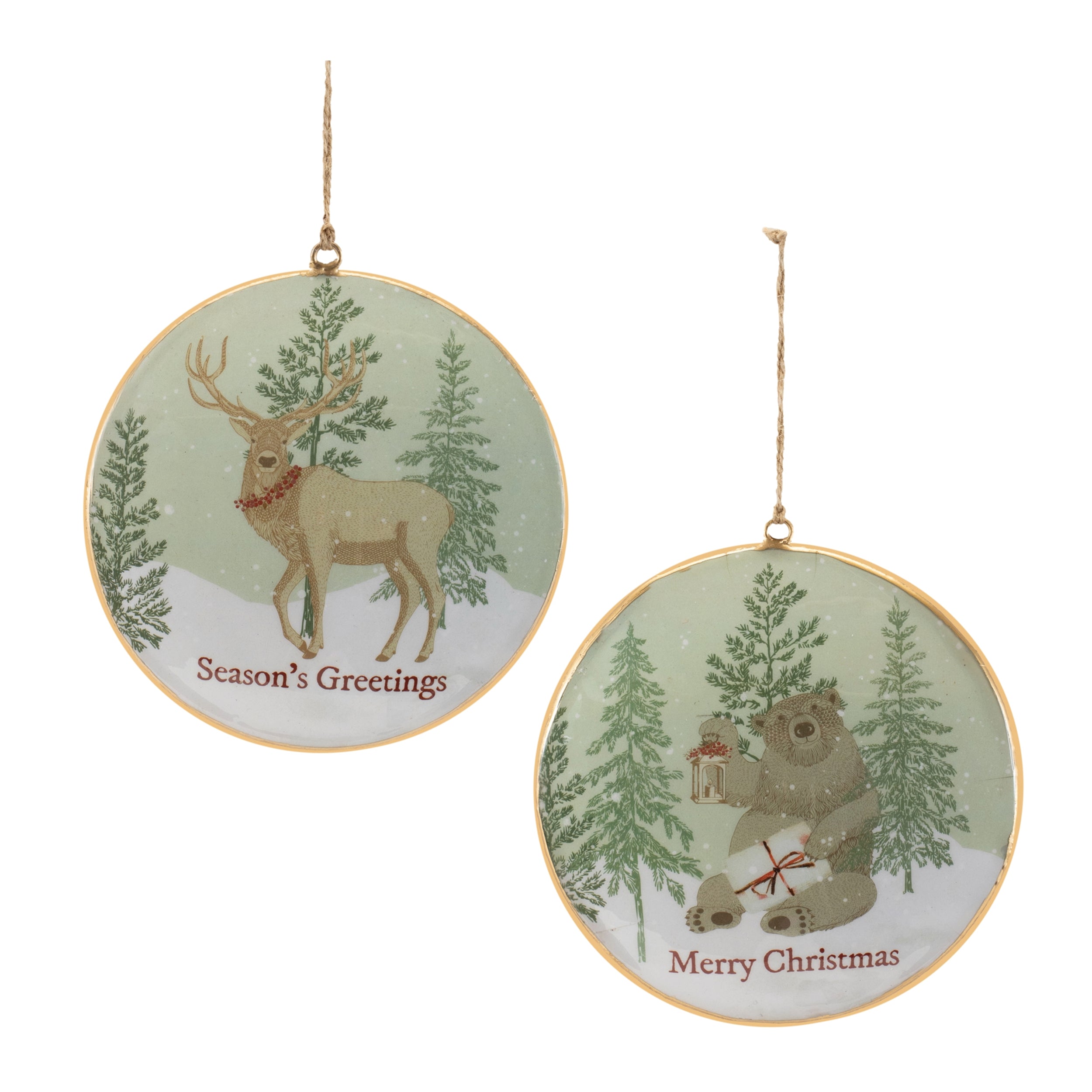 Forest Animal Disc Ornament (Set of 6) 6"H Iron