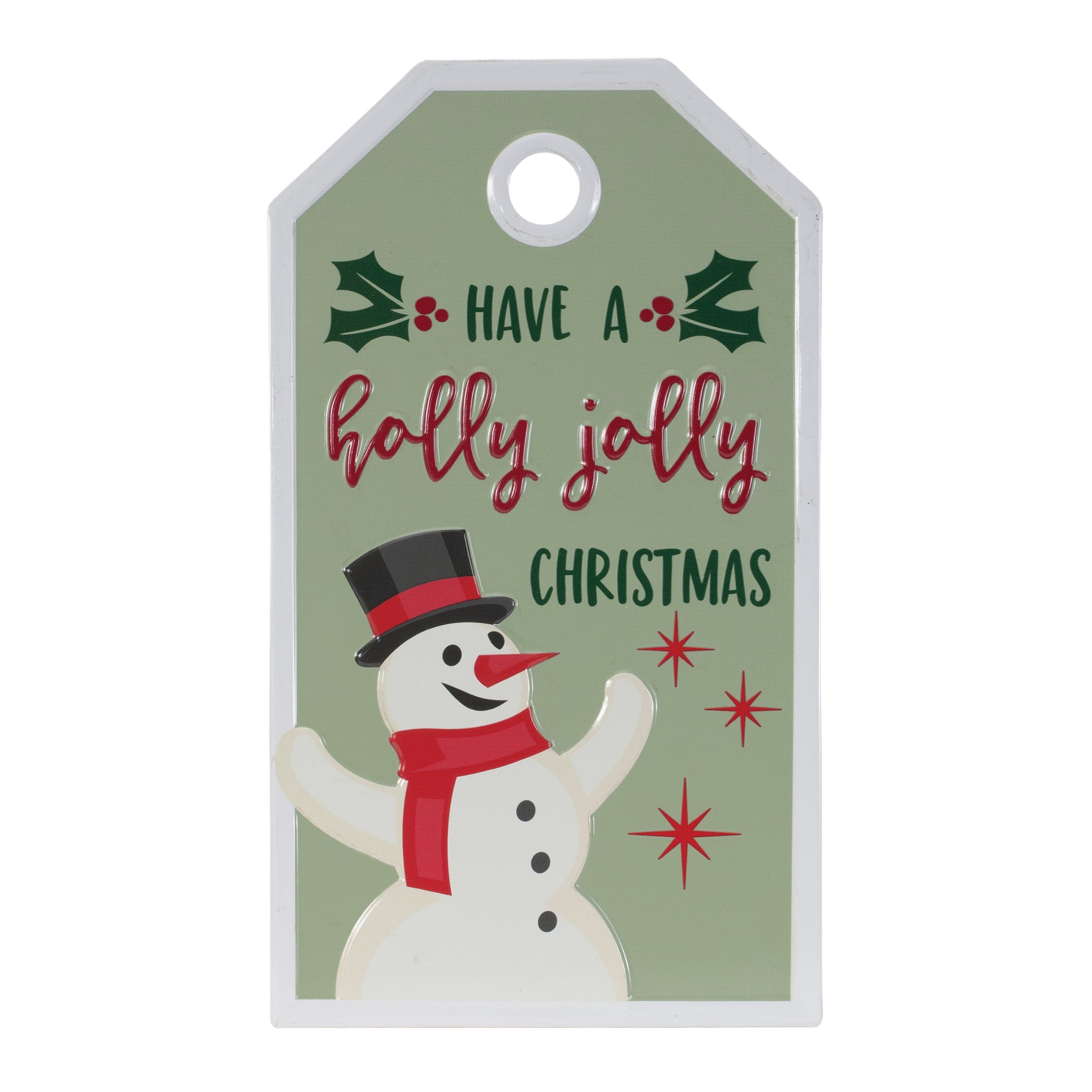 Holly Jolly Christmas Tag 9"L x 16"H Metal