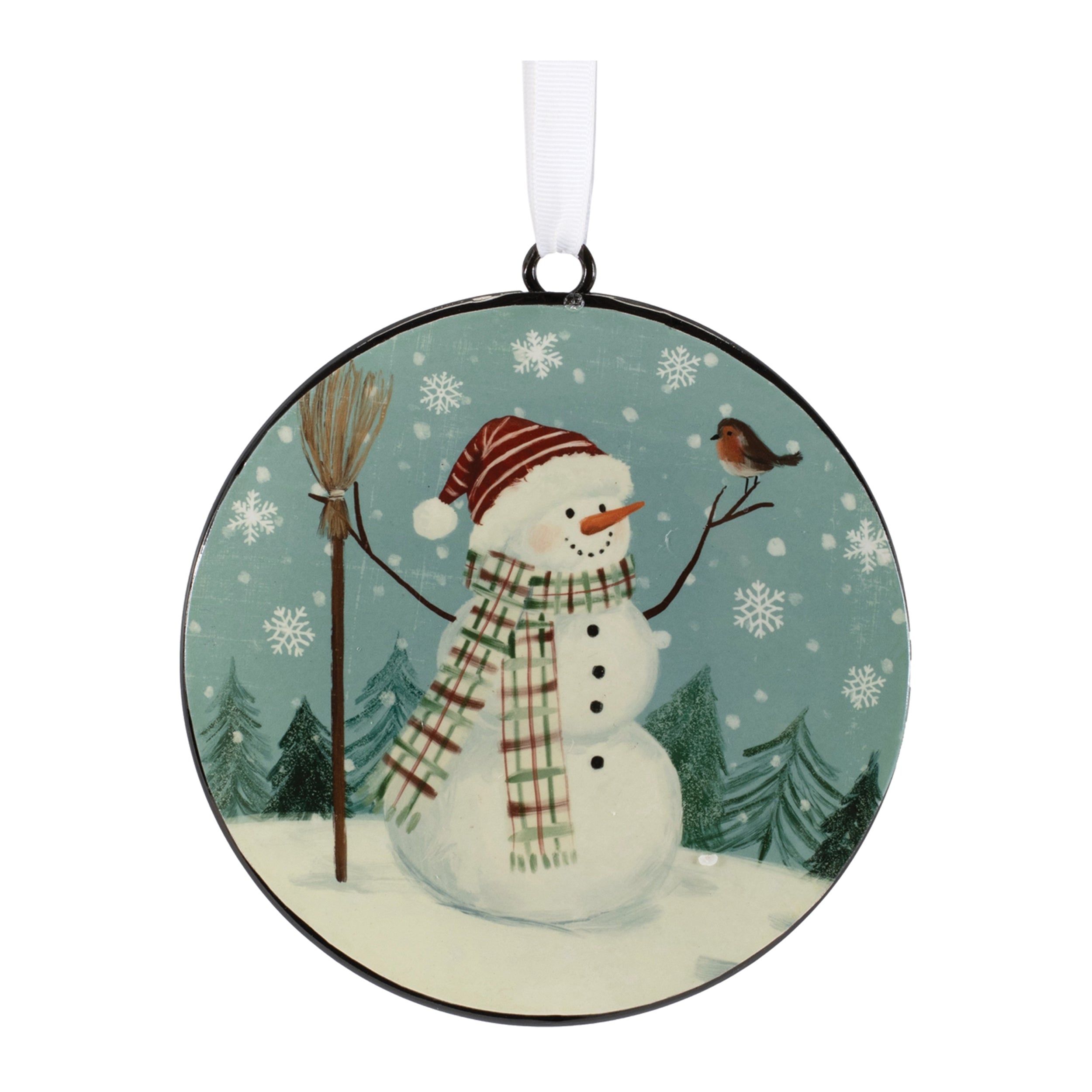 Snowman Disc Ornament (2 Sided) 6”H Iron