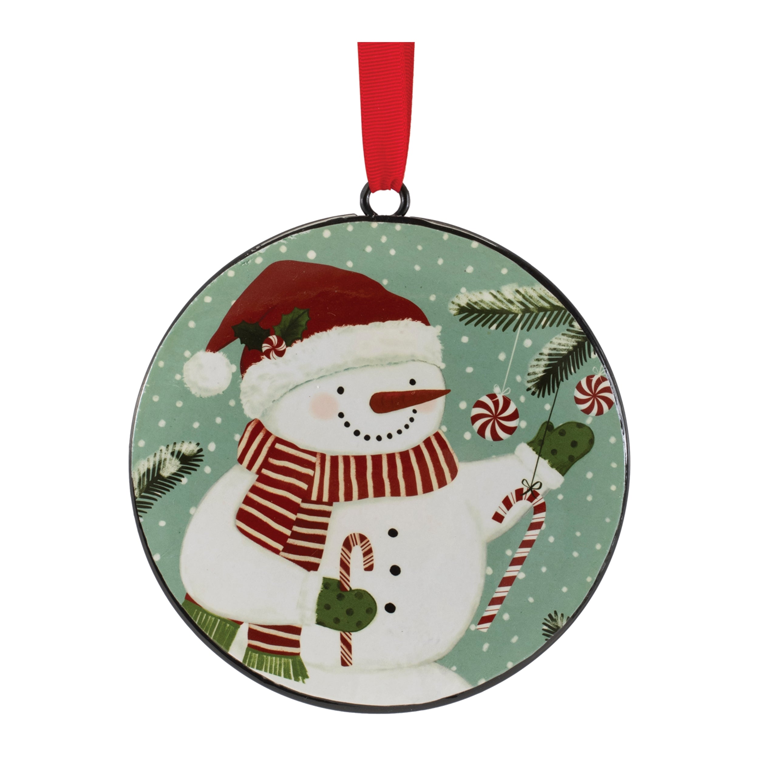 Snowman Disc Ornament (2 Sided) 6”H Iron