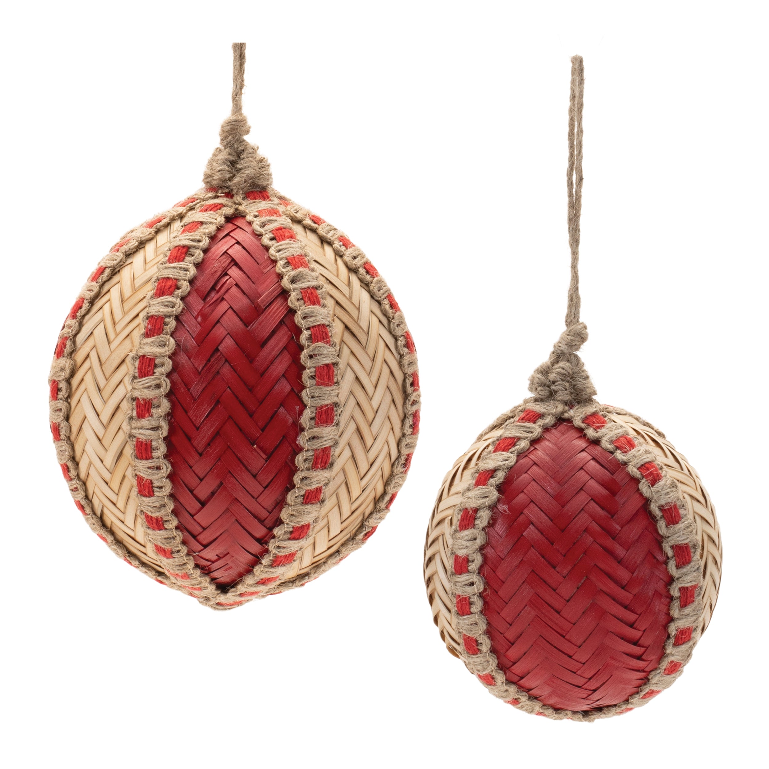 Ball Ornament (Set of 2) 3"D, 4"D /Bamboo