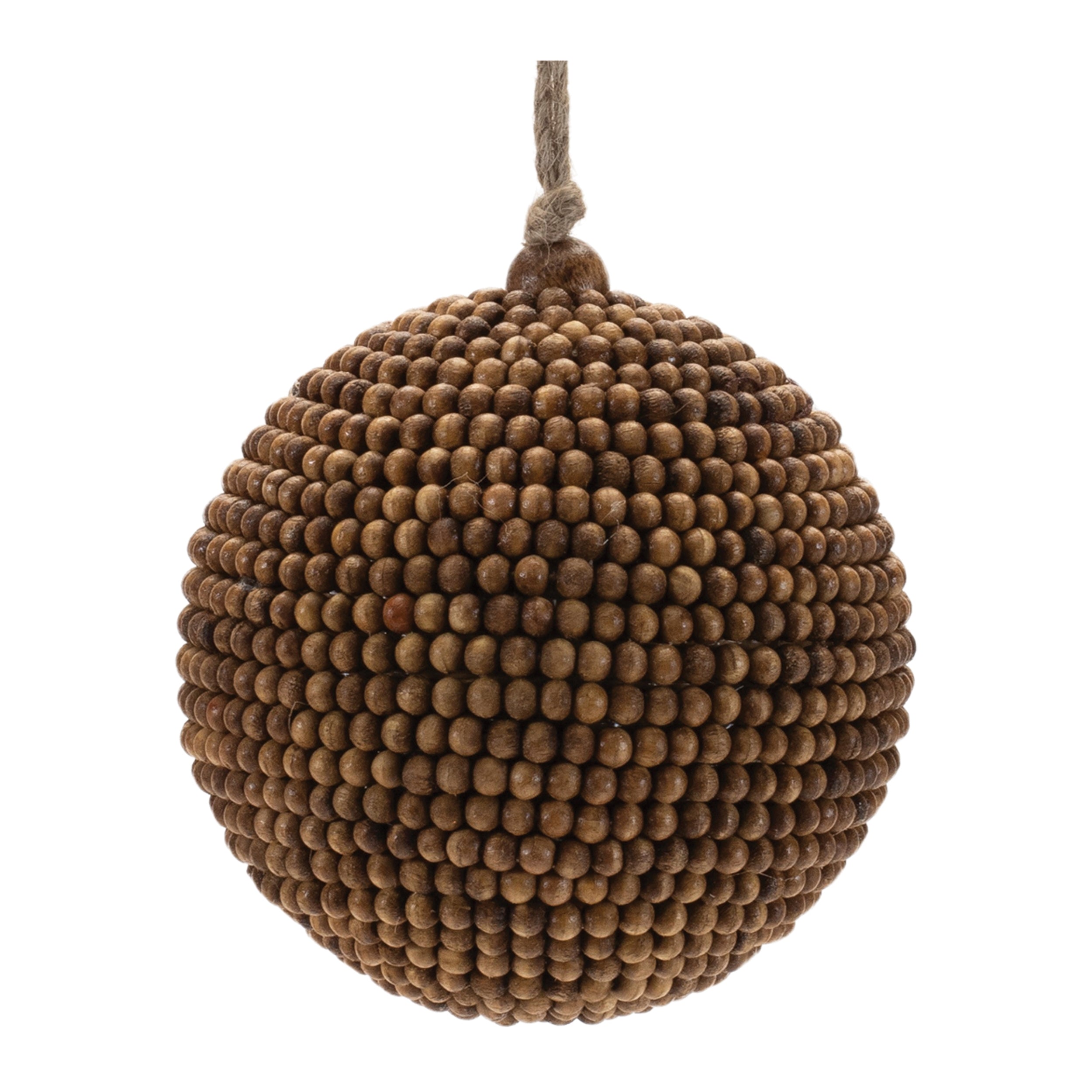 Beaded Ball Ornament 4”D /Wood