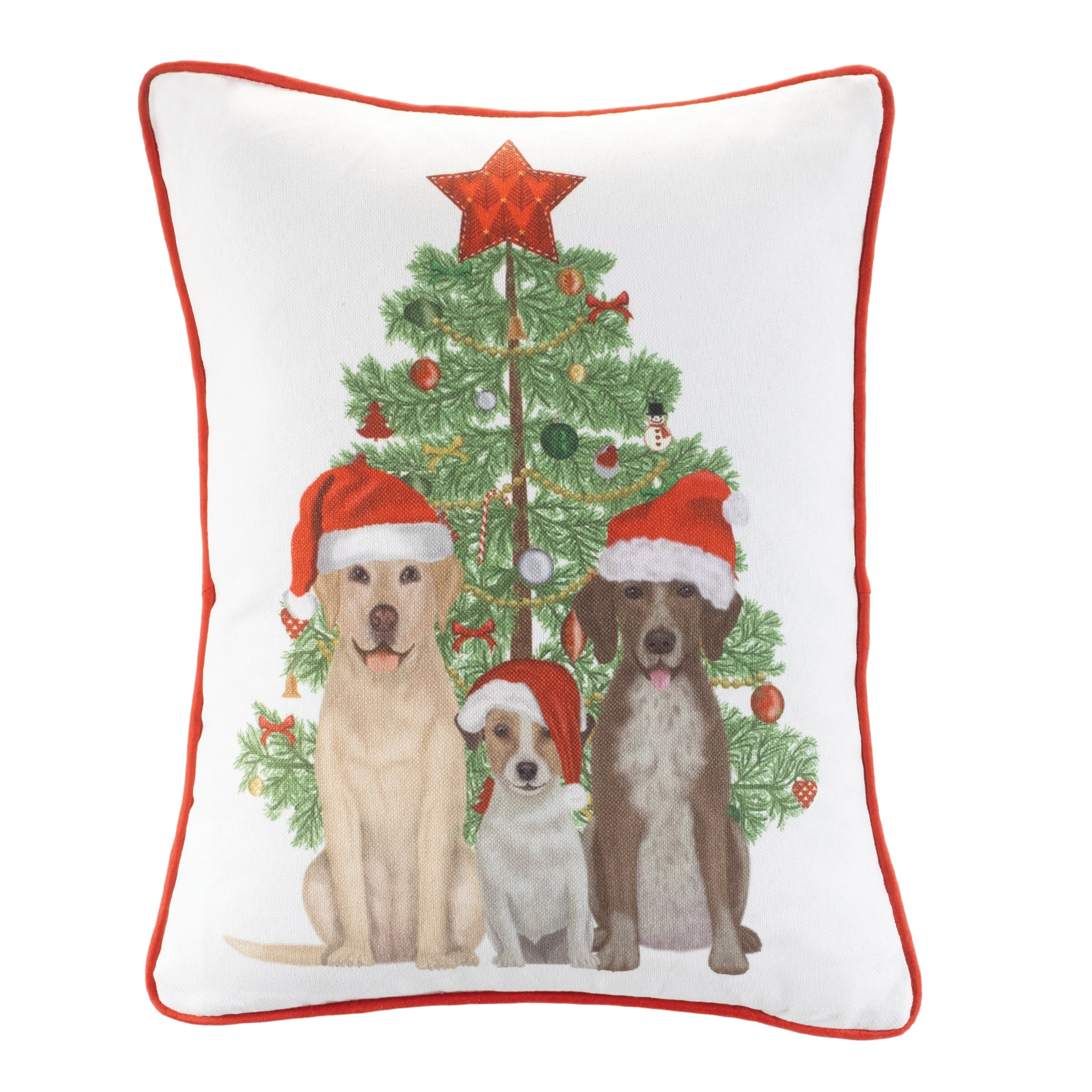 Dogs with Tree Pillow 11.5"L x 14"H Polyester