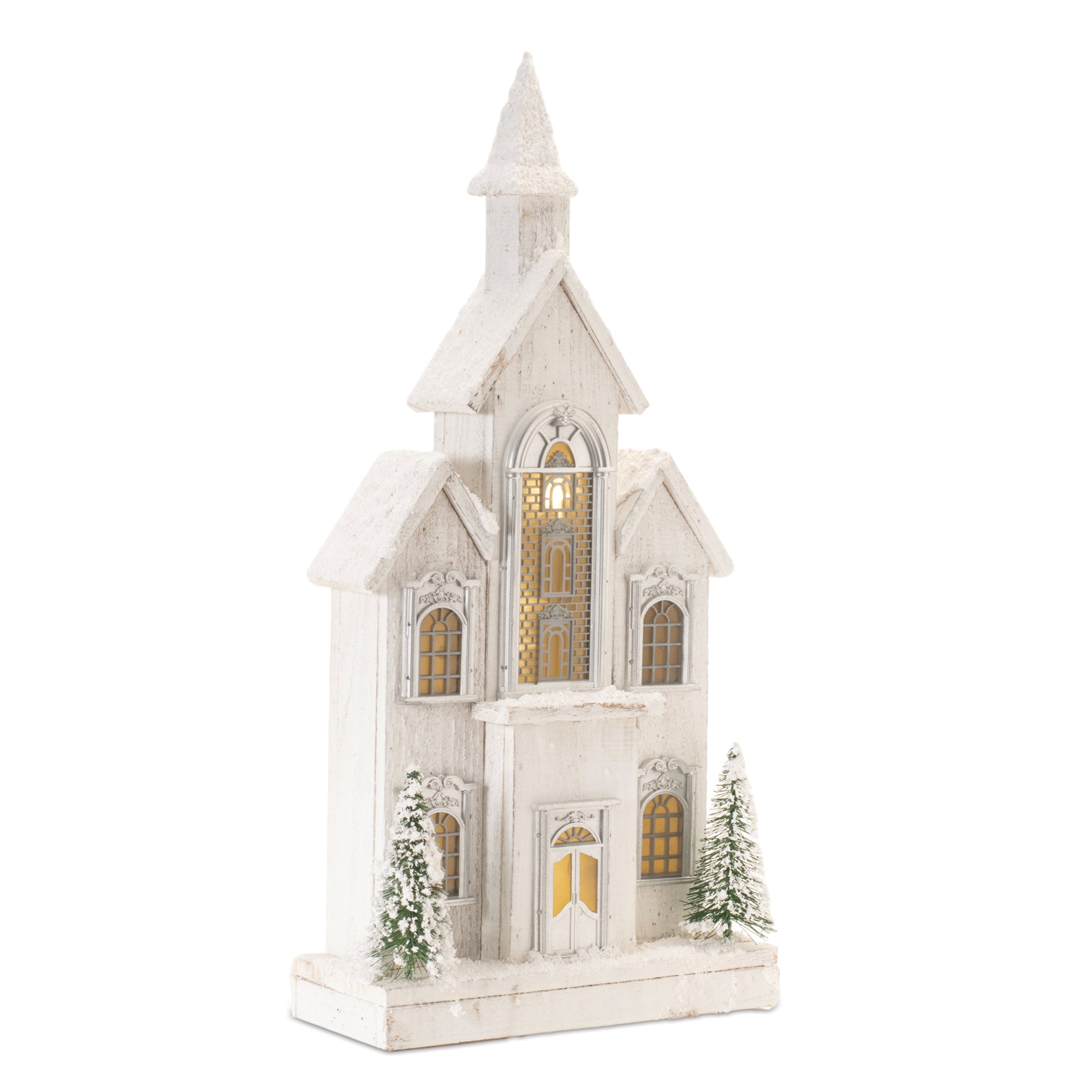 LED Church 10.75"L x 22"H Wood 3 AA Batteries Not Included/USB Cord Included
