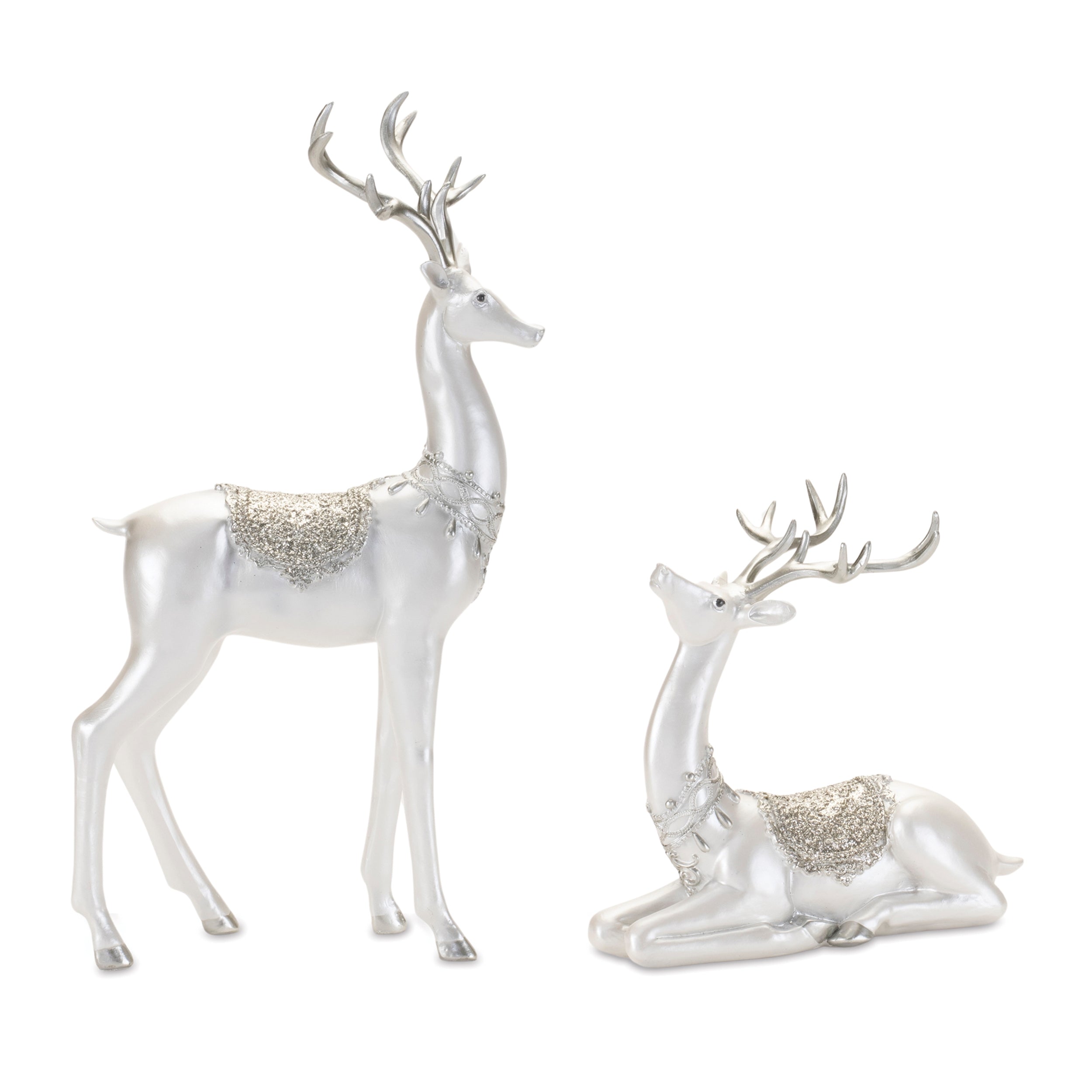Deer (Set of 2) 9.5"L x 8.5"H, 9"L x 17.5"H Resin