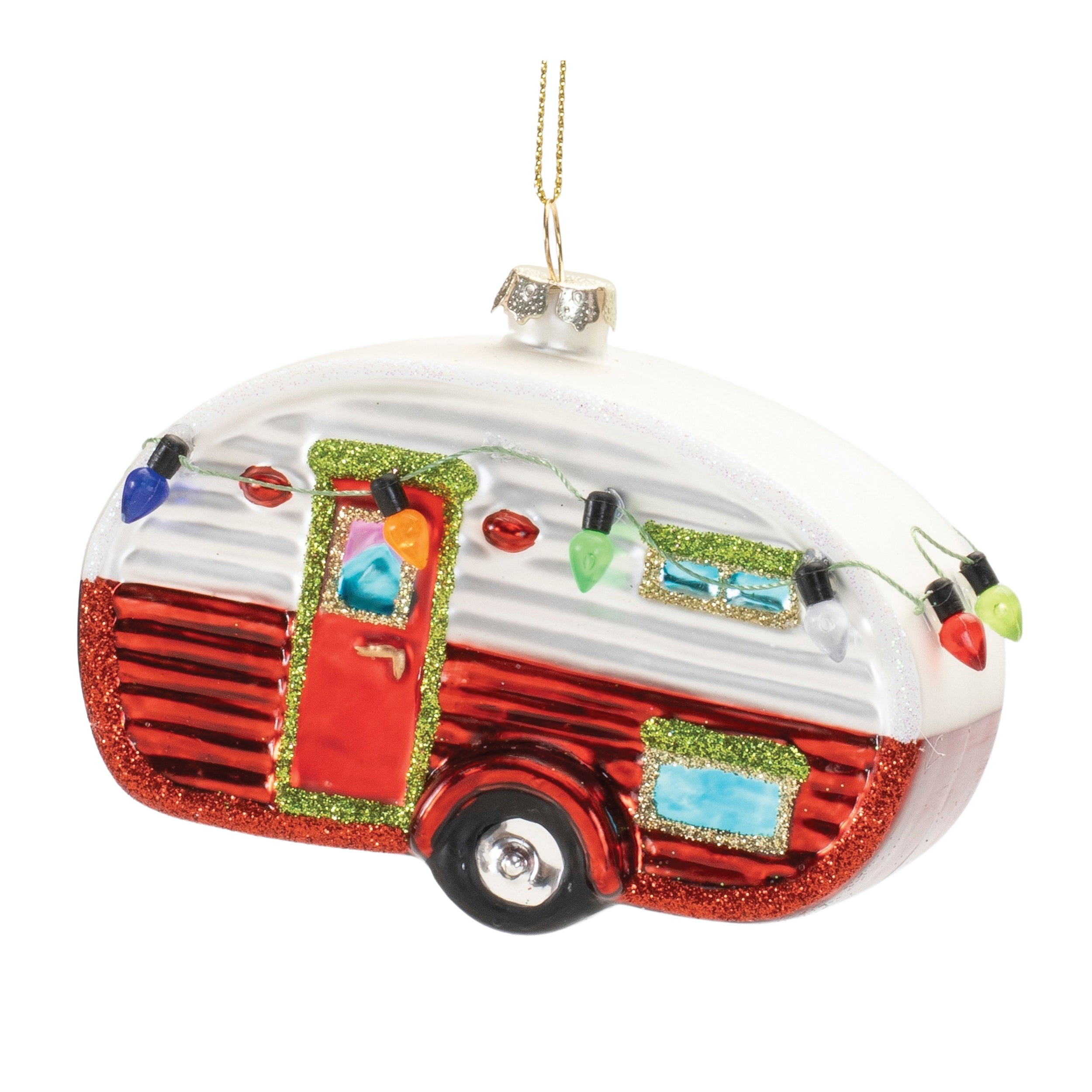 Camper Ornament (Set of 12) 3"H Glass