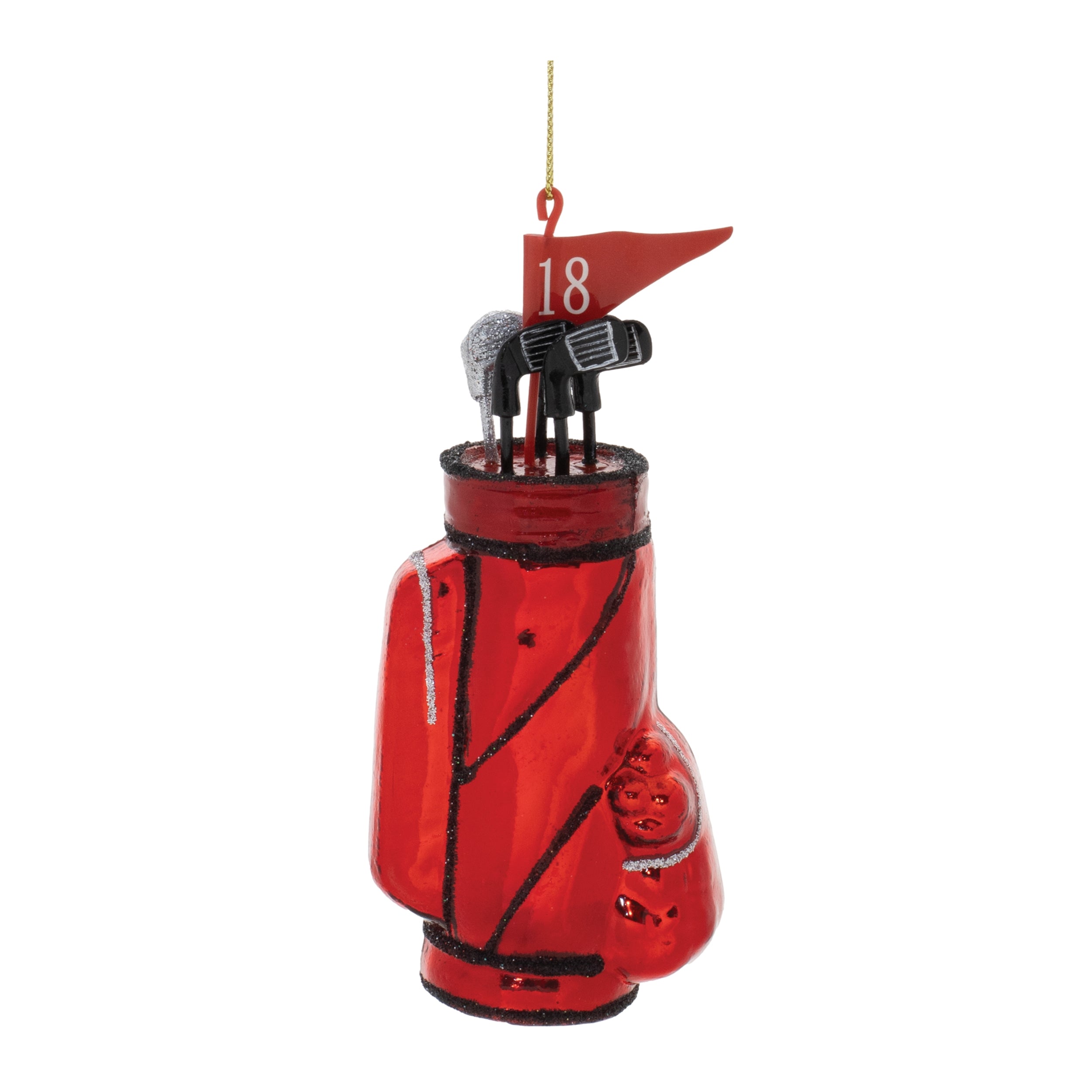 Golf Clubs and Bag Ornament 5.5”H Glass