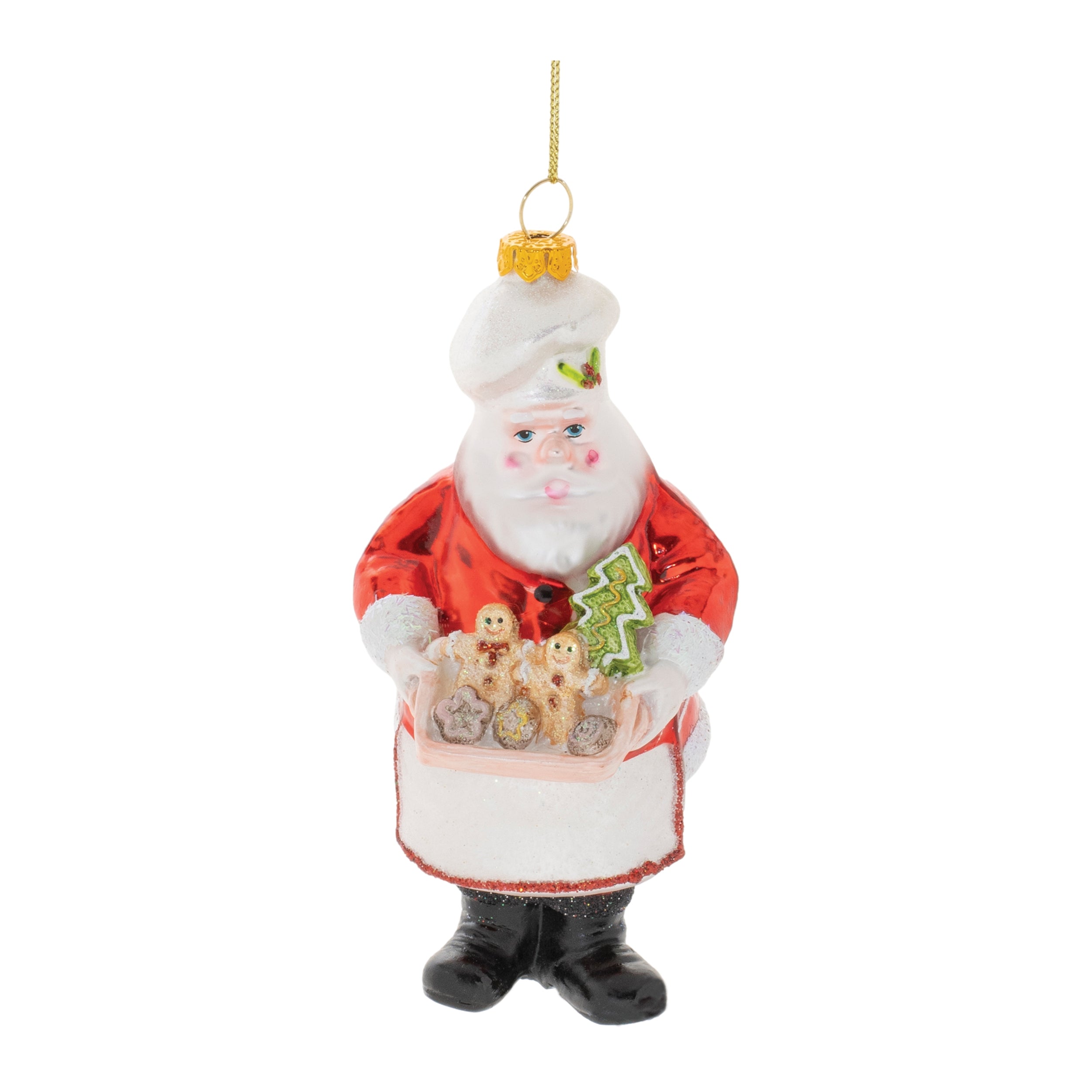 Santa Baker Ornament 6”H Glass