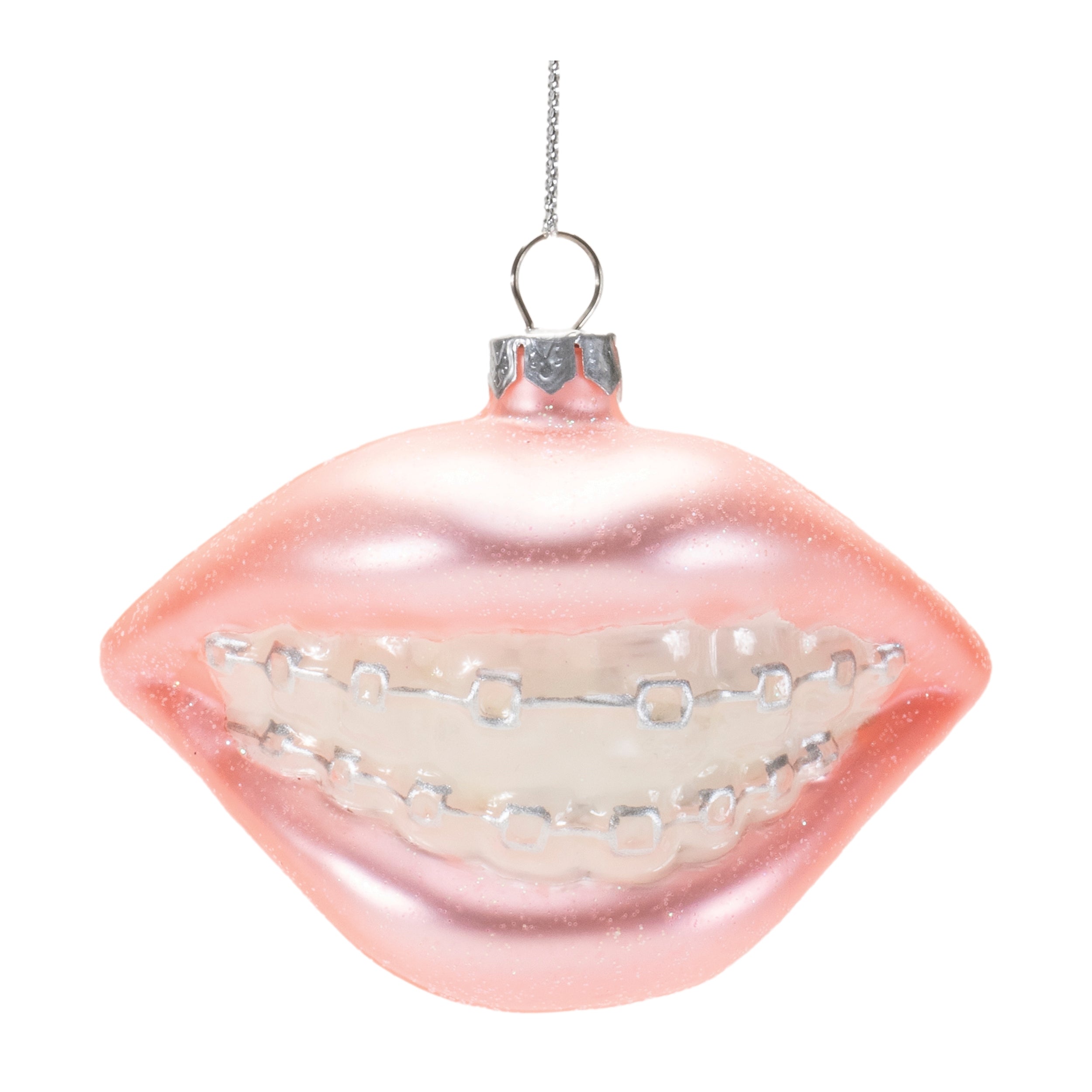 Teeth w/Braces Ornament (Set of 12) 3.5"L x 2.5"H Glass
