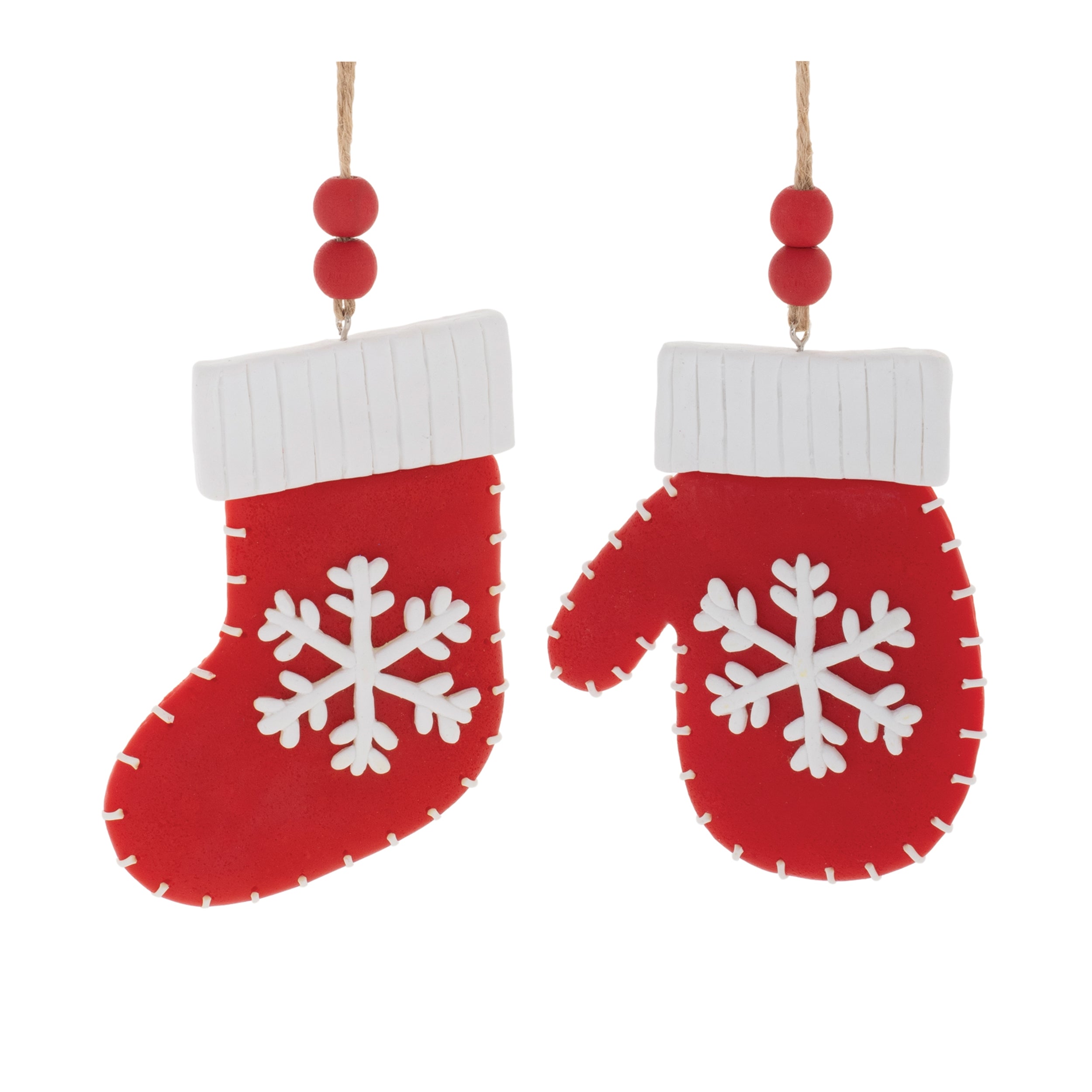 Mitten and Stocking Ornament (2 Asst) 4”H