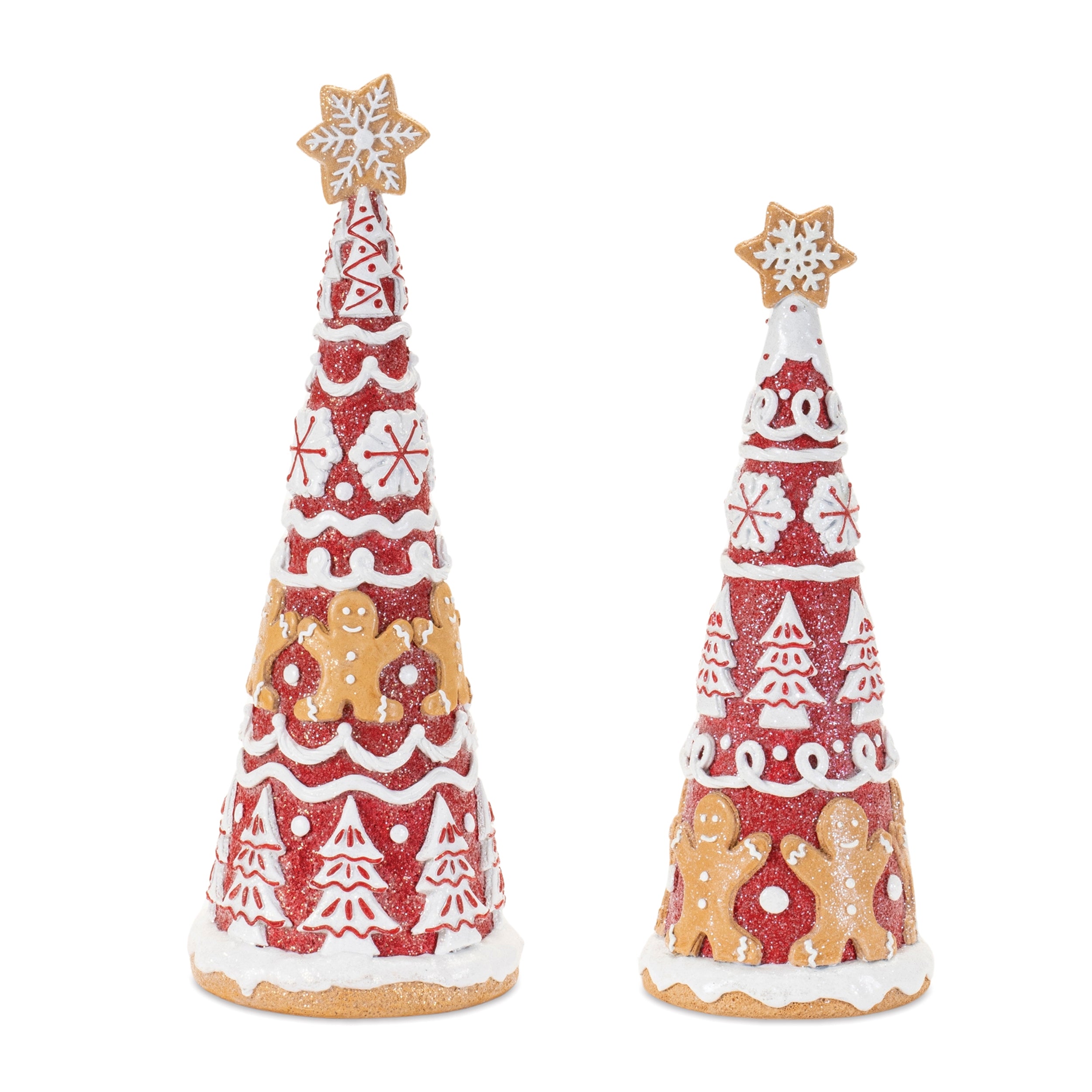 Gingerbread Tree Form (Set of 2) 12"H, 14"H Resin