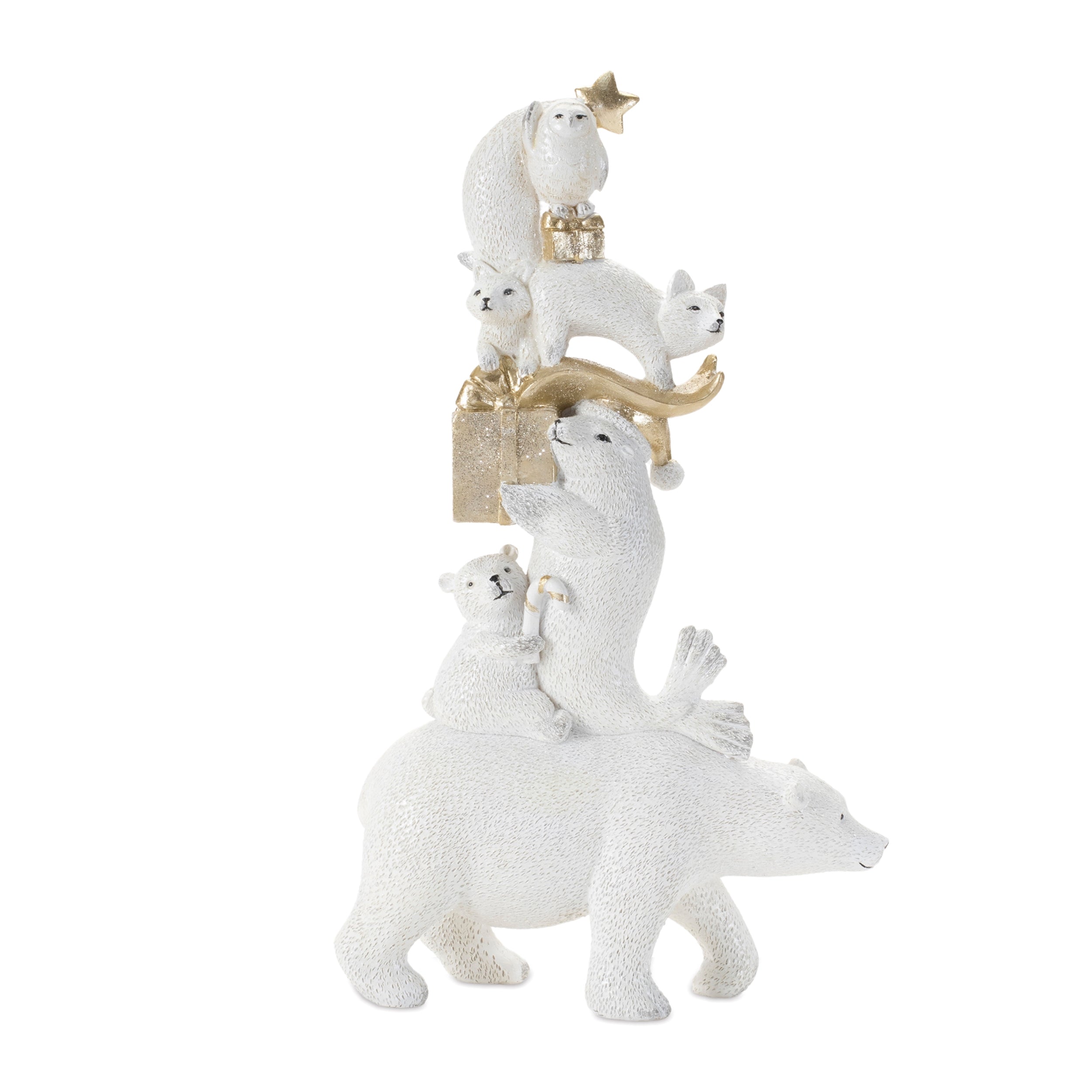 Animal Stack w/Presents (Set of 6) 13"H Resin