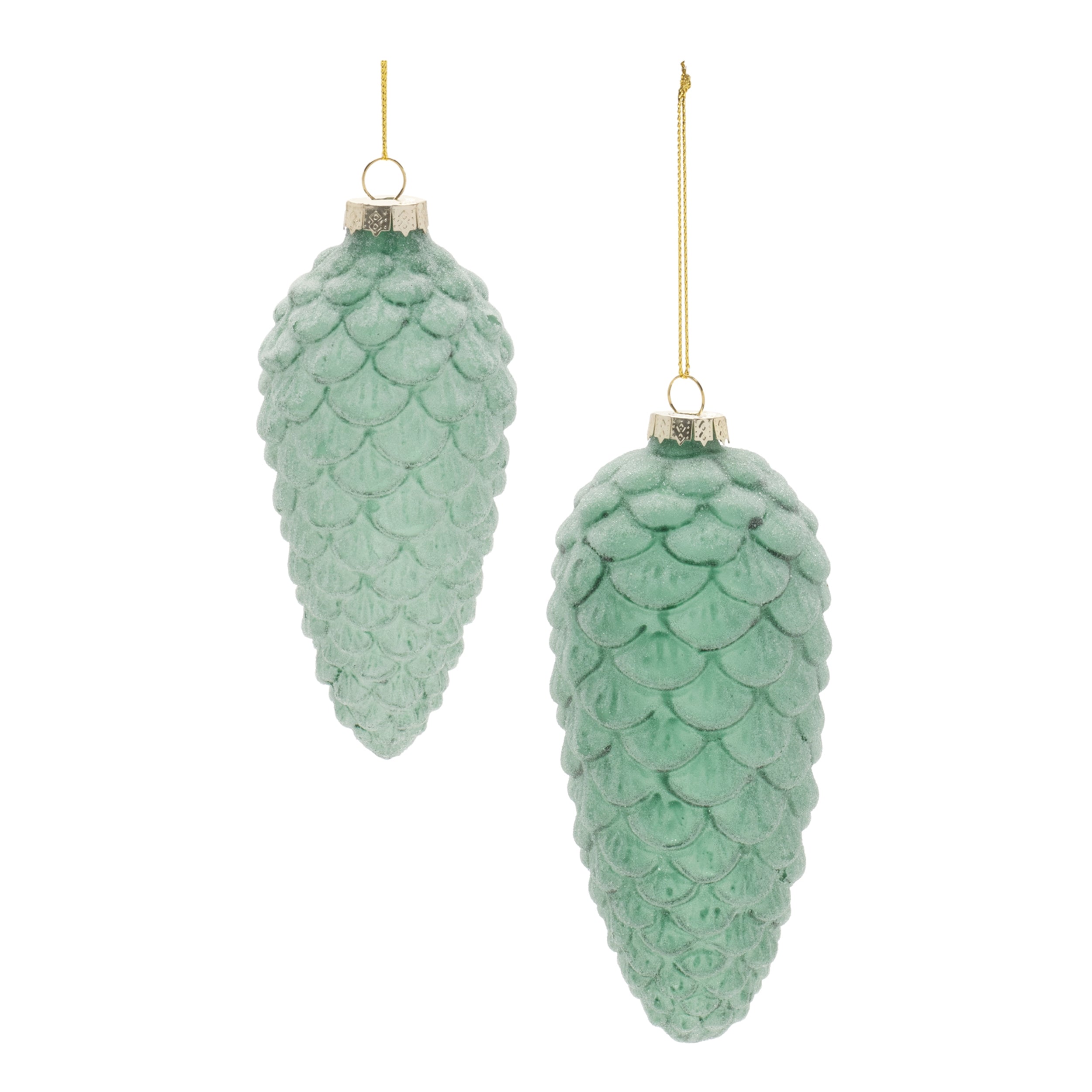 Pine Cone Ornament (Set of 2) 5.5"H, 6"H Glass