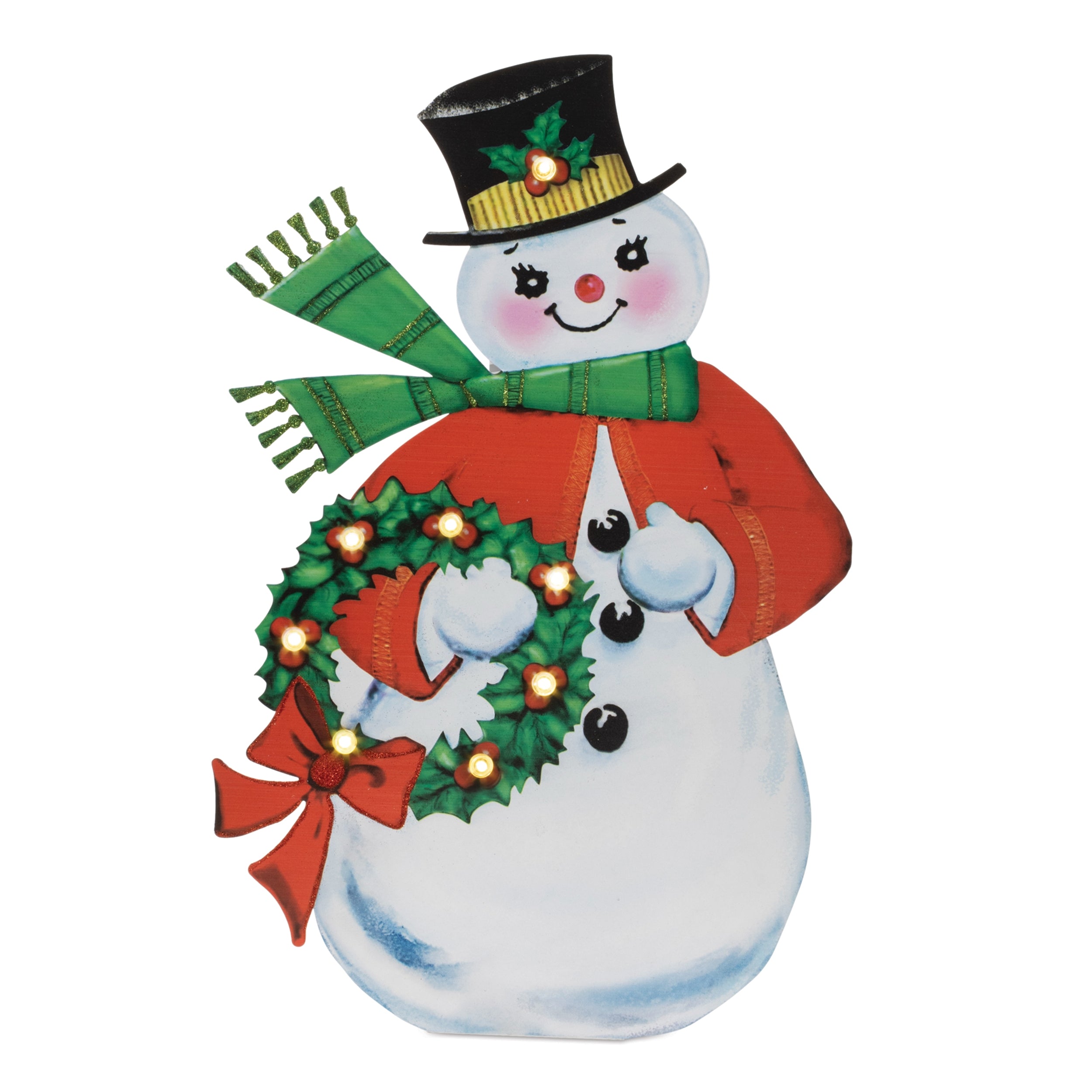 LED Snowman 15.5"L x 24"H Iron 3 AA Batteries Not Included