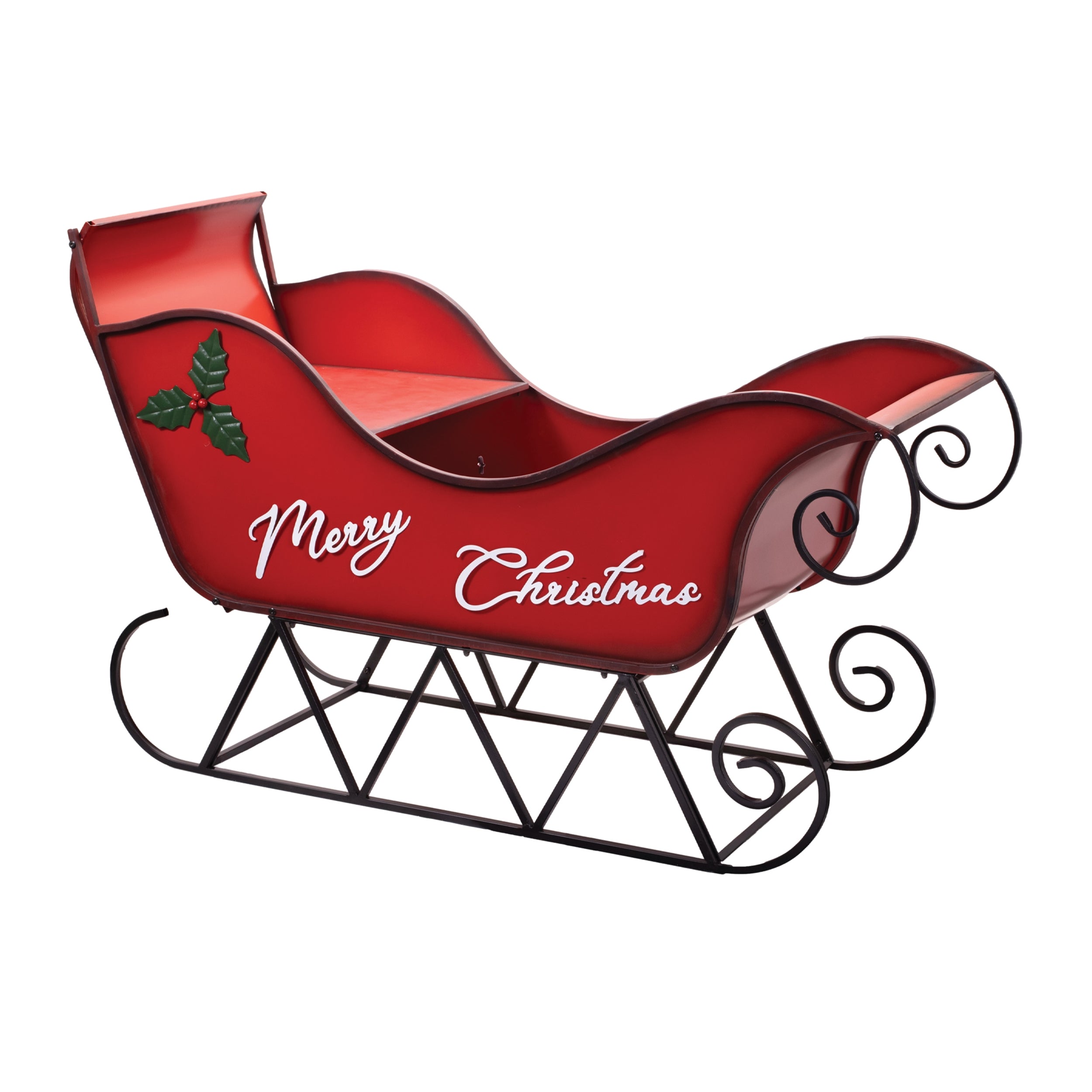 Merry Christmas Sleigh 55"L x 21.5"W x 34"H Iron
