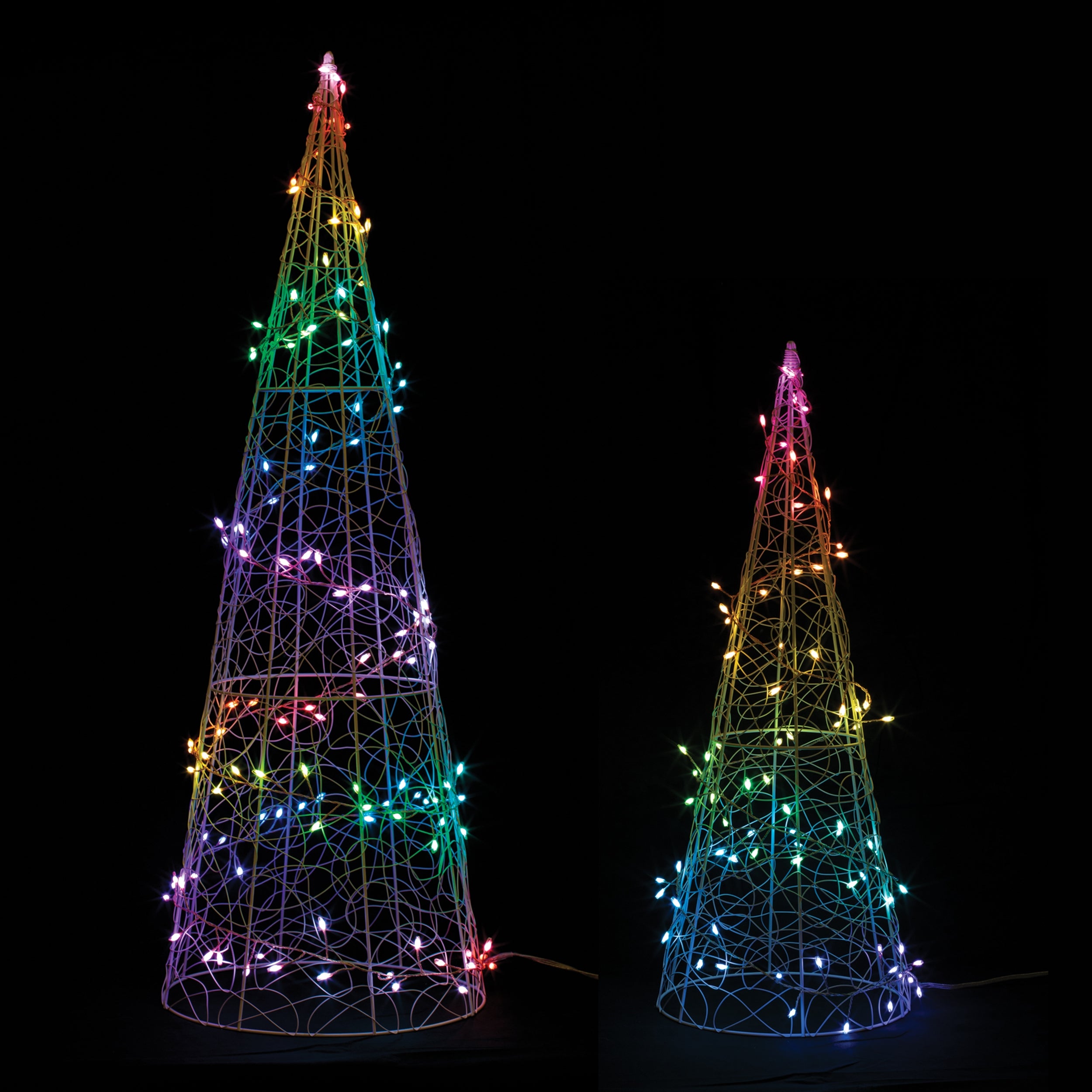 LED Tree Form (Set of 2) 24.5", 34.5"H Iron Wire UL Plug and Remote Included